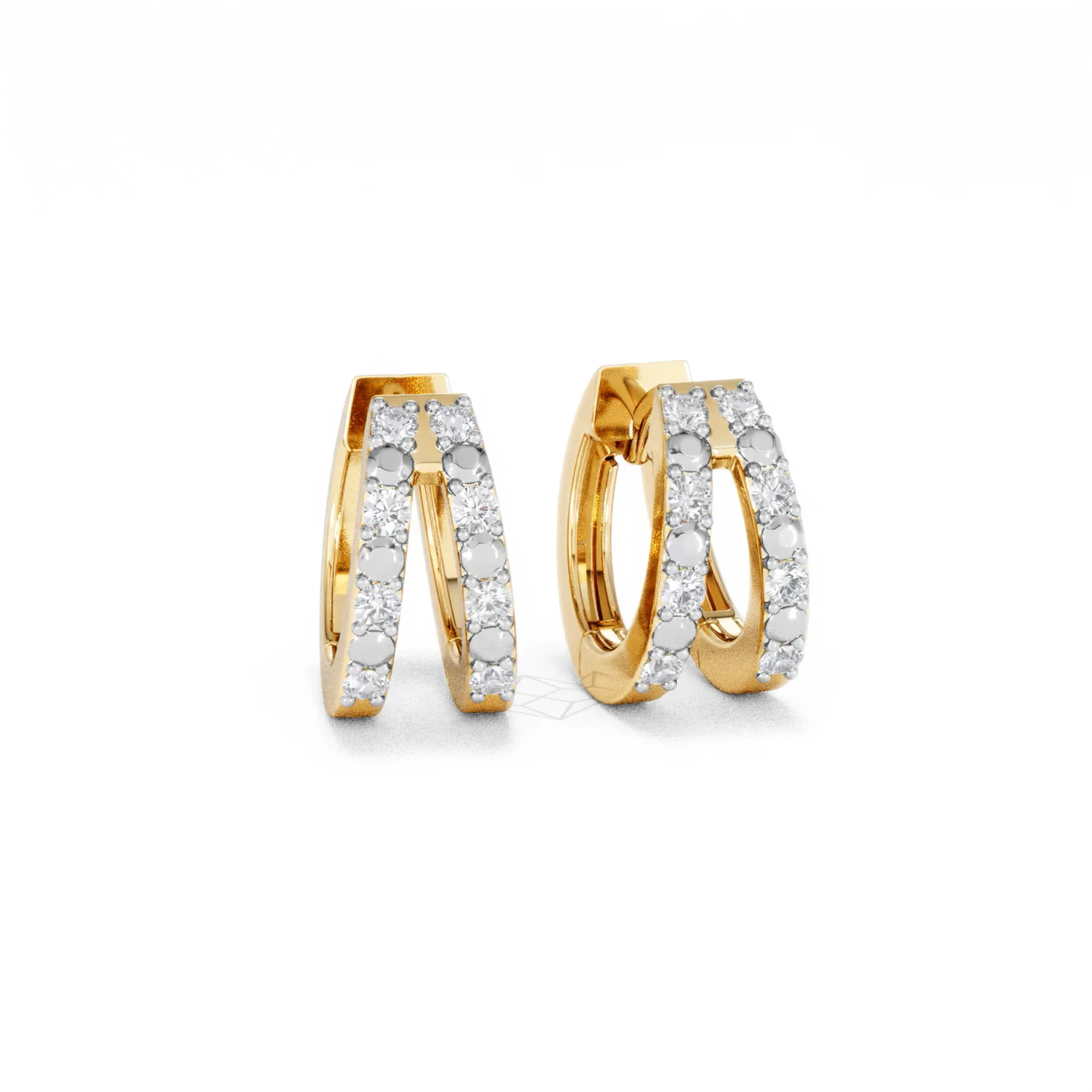 Duo Row Huggie Lab Diamond Earrings 0.22ct in 18K Gold Vermeil - Image 12