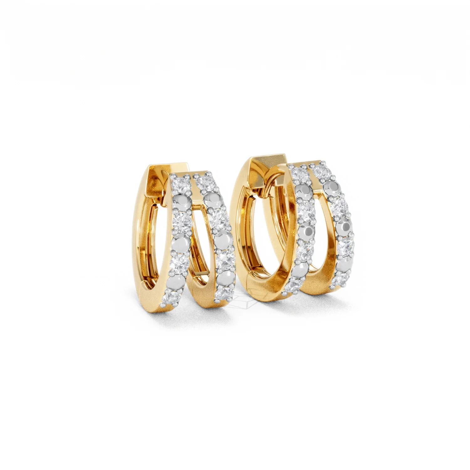 Duo Row Huggie Lab Diamond Earrings 0.22ct in 18K Gold Vermeil - Image 14