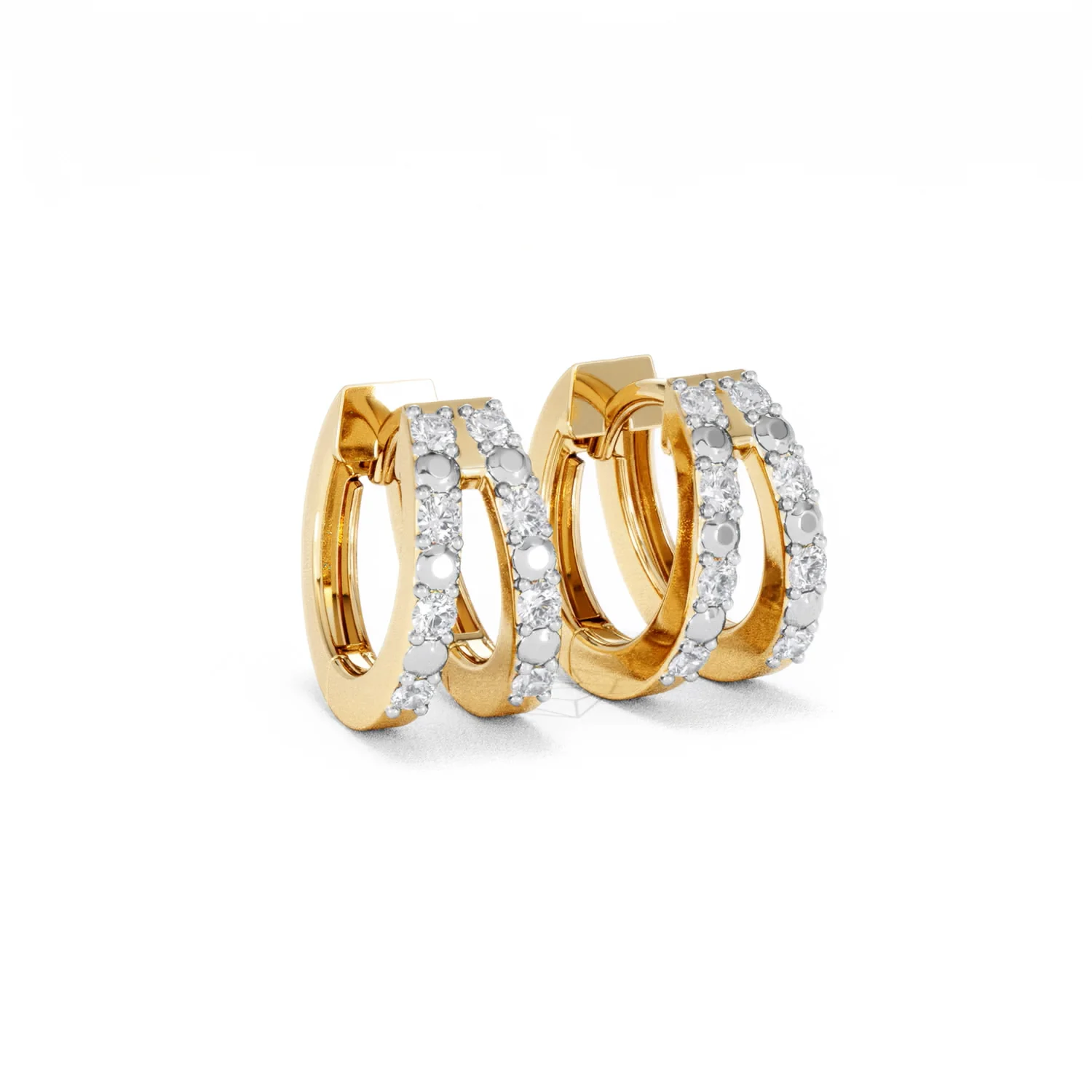 Duo Row Huggie Lab Diamond Earrings 0.22ct in 18K Gold Vermeil - Image 15