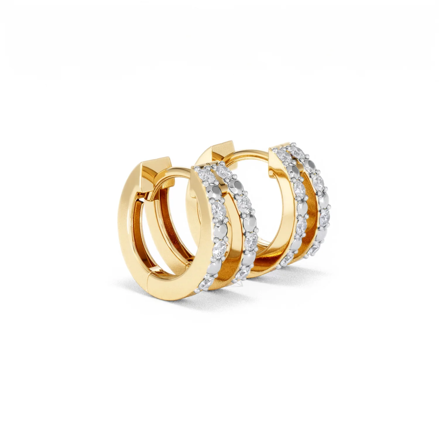 Duo Row Huggie Lab Diamond Earrings 0.22ct in 18K Gold Vermeil - Image 20