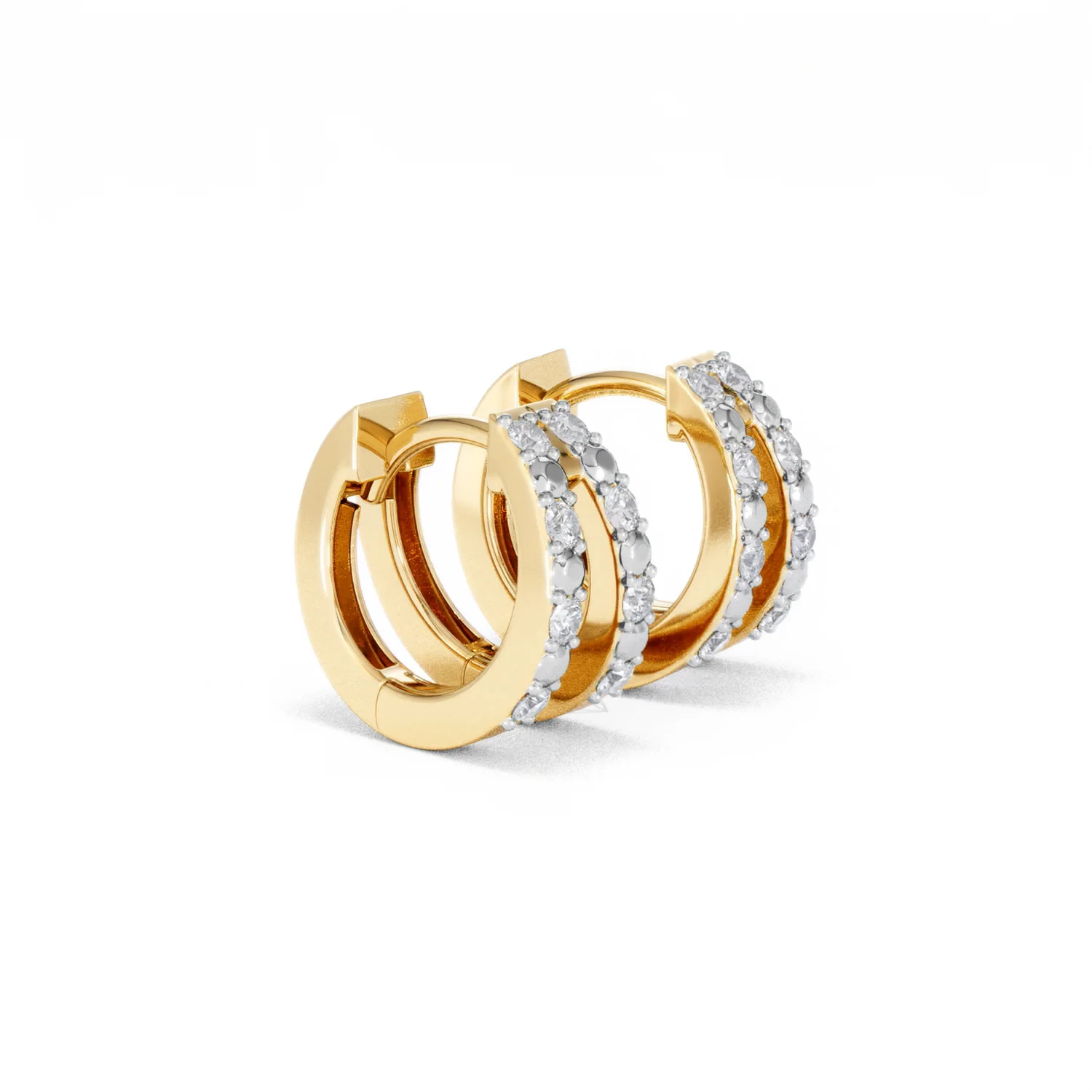 Duo Row Huggie Lab Diamond Earrings 0.22ct in 18K Gold Vermeil - Image 21