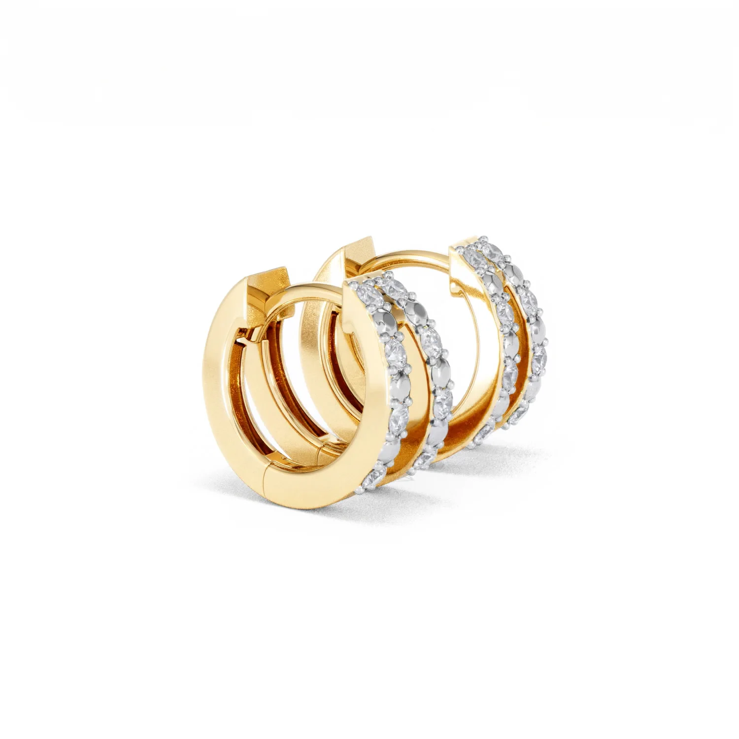 Duo Row Huggie Lab Diamond Earrings 0.22ct in 18K Gold Vermeil - Image 22
