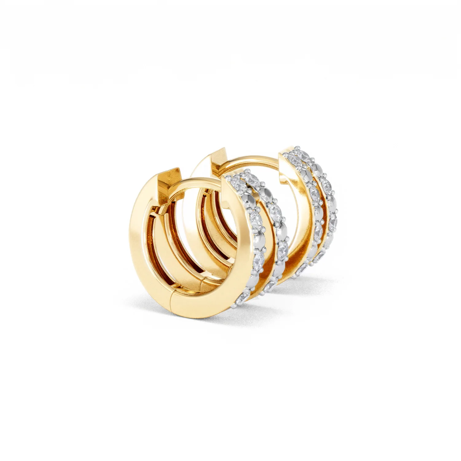 Duo Row Huggie Lab Diamond Earrings 0.22ct in 18K Gold Vermeil - Image 23