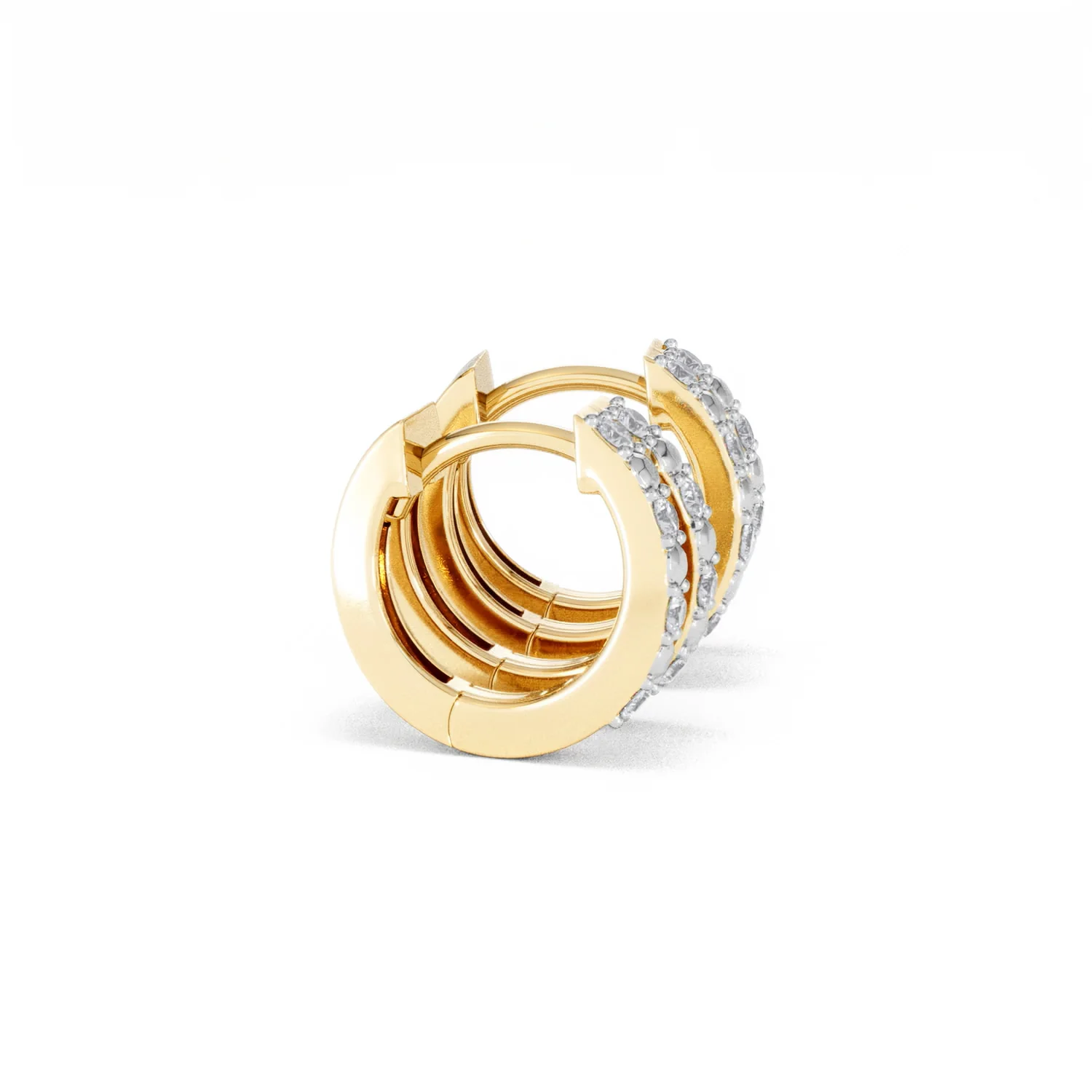 Duo Row Huggie Lab Diamond Earrings 0.22ct in 18K Gold Vermeil - Image 26