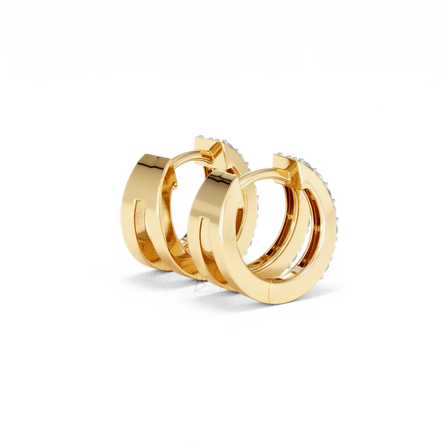 Duo Row Huggie Lab Diamond Earrings 0.22ct in 18K Gold Vermeil - Image 38