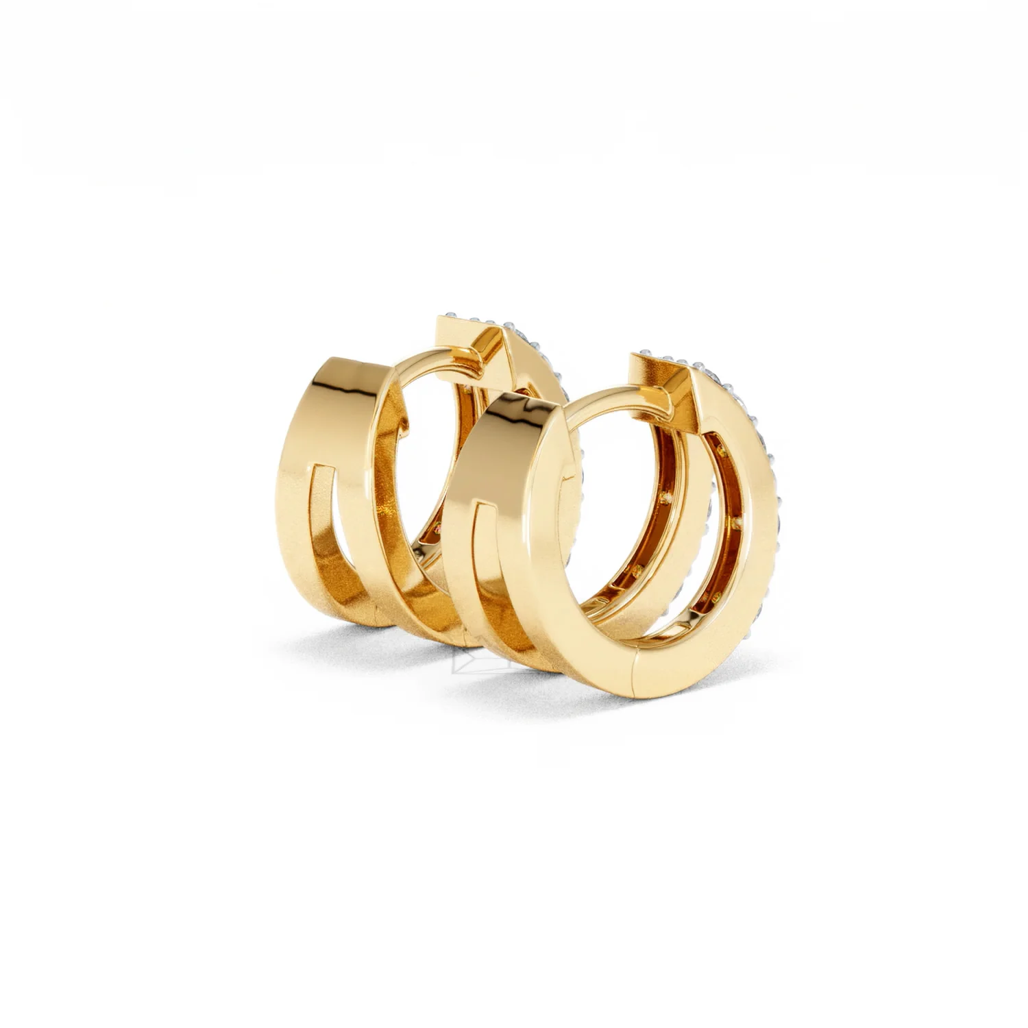Duo Row Huggie Lab Diamond Earrings 0.22ct in 18K Gold Vermeil - Image 39