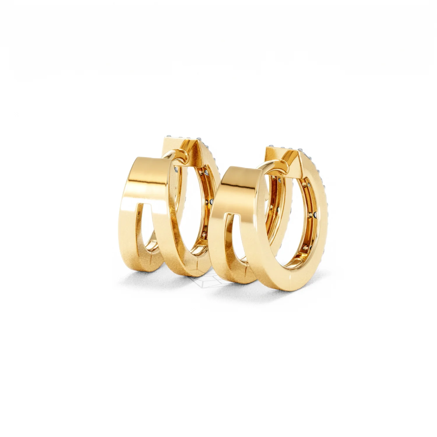 Duo Row Huggie Lab Diamond Earrings 0.22ct in 18K Gold Vermeil - Image 43