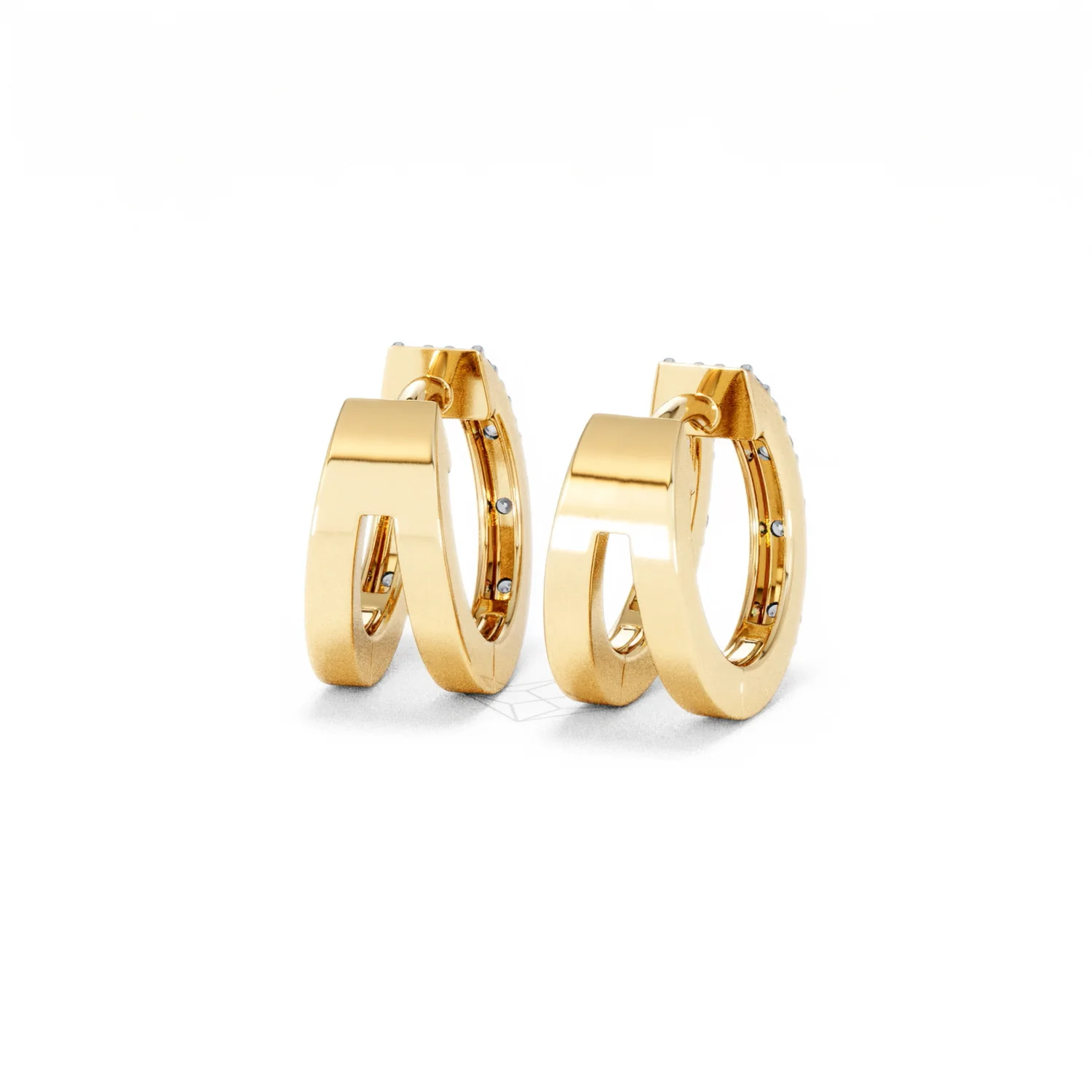 Duo Row Huggie Lab Diamond Earrings 0.22ct in 18K Gold Vermeil - Image 45