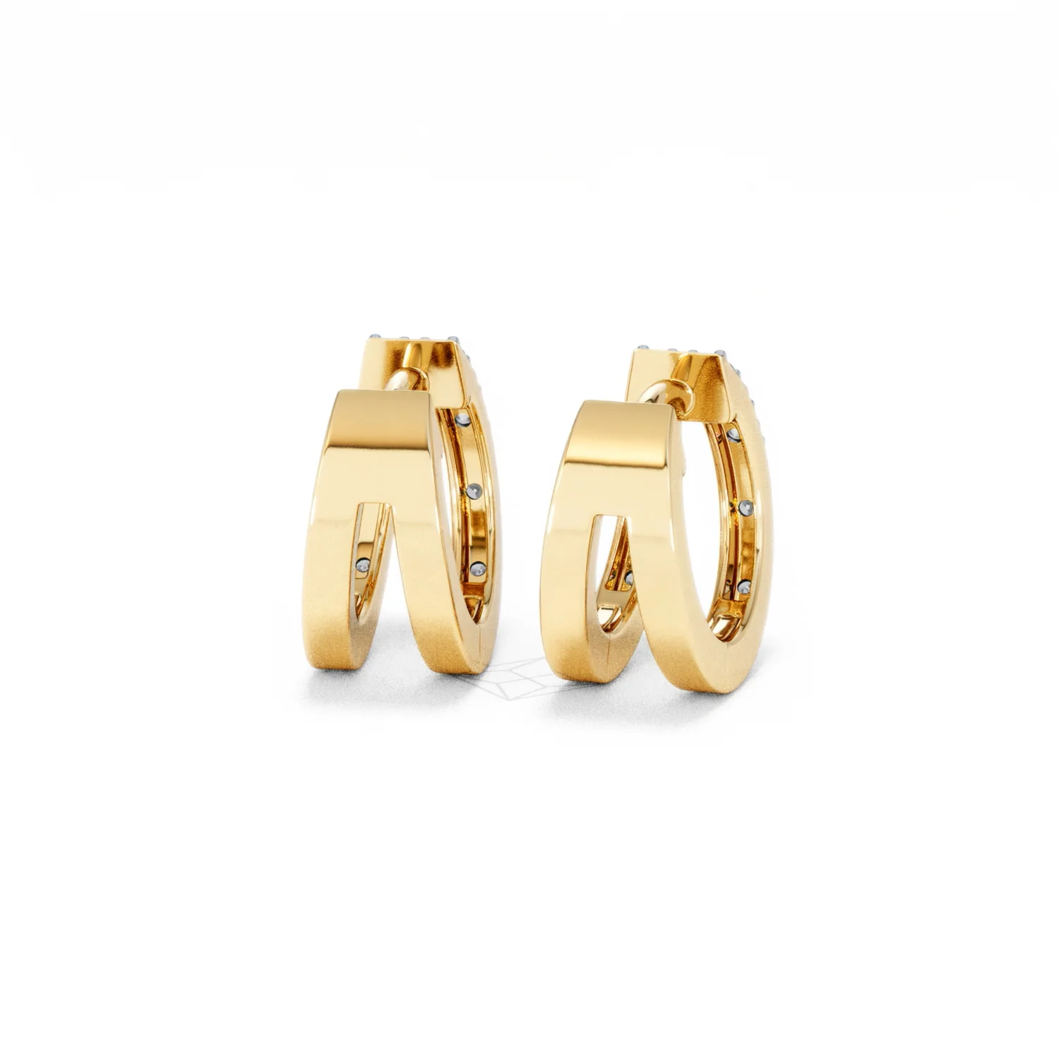 Duo Row Huggie Lab Diamond Earrings 0.22ct in 18K Gold Vermeil - Image 46