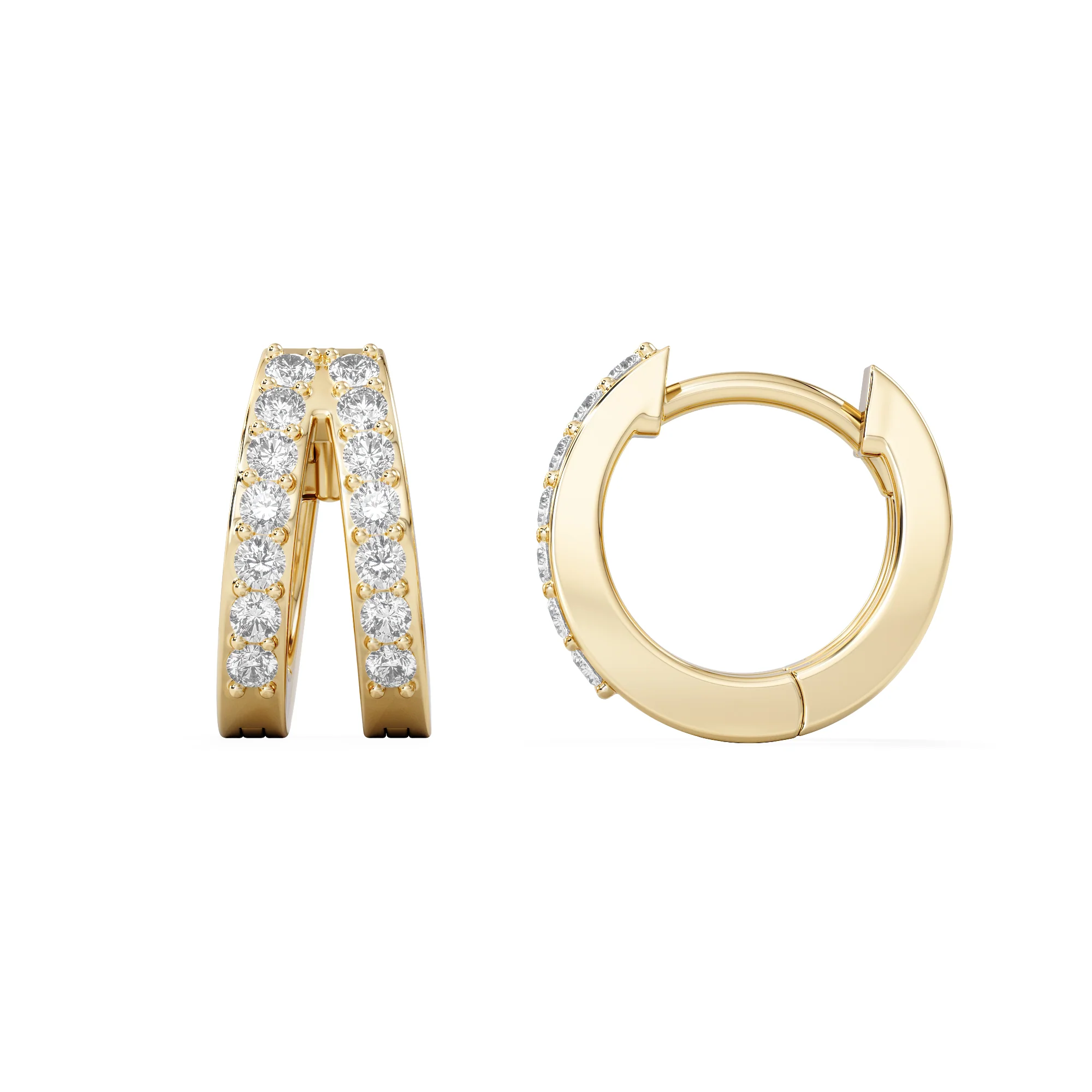 Duo Row Huggie Lab Diamond Earrings 0.22ct in 18K Gold Vermeil - Image 5
