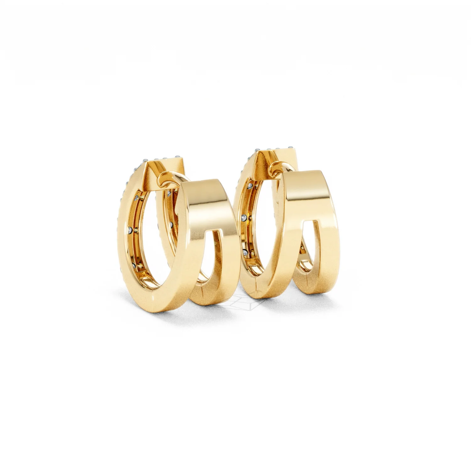 Duo Row Huggie Lab Diamond Earrings 0.22ct in 18K Gold Vermeil - Image 54