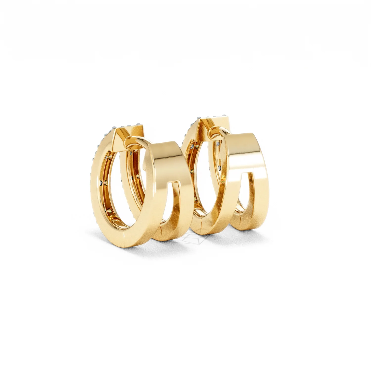 Duo Row Huggie Lab Diamond Earrings 0.22ct in 18K Gold Vermeil - Image 55