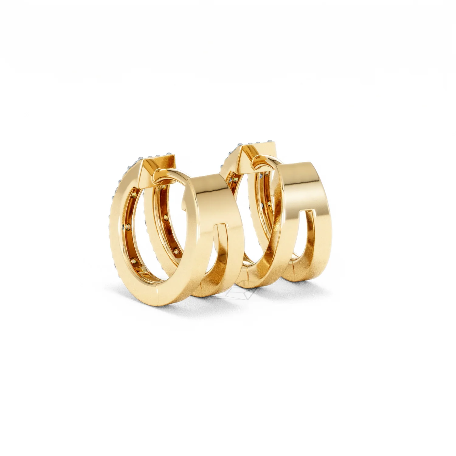 Duo Row Huggie Lab Diamond Earrings 0.22ct in 18K Gold Vermeil - Image 56