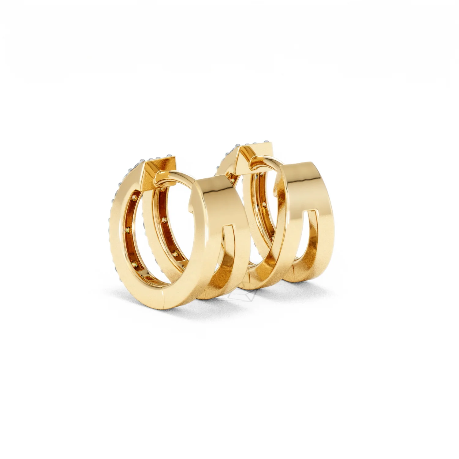 Duo Row Huggie Lab Diamond Earrings 0.22ct in 18K Gold Vermeil - Image 57