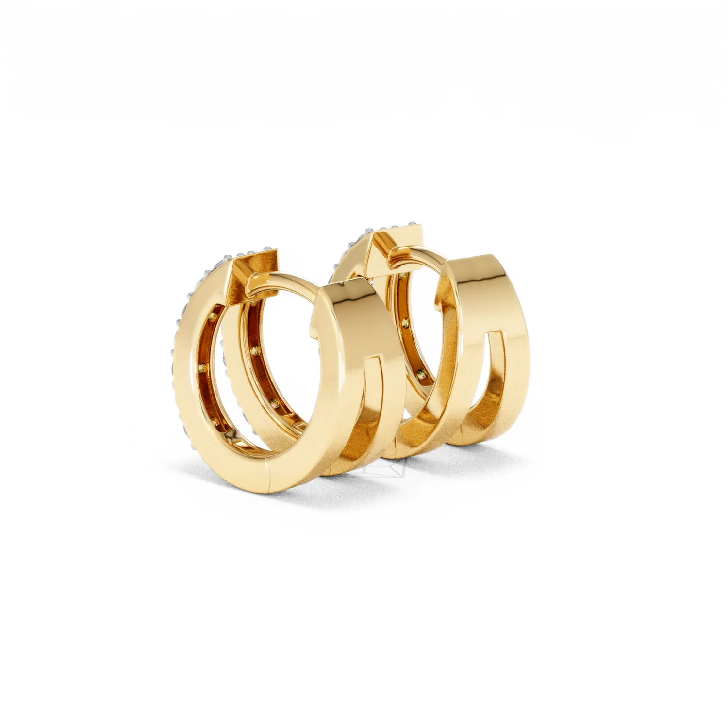 Duo Row Huggie Lab Diamond Earrings 0.22ct in 18K Gold Vermeil - Image 58