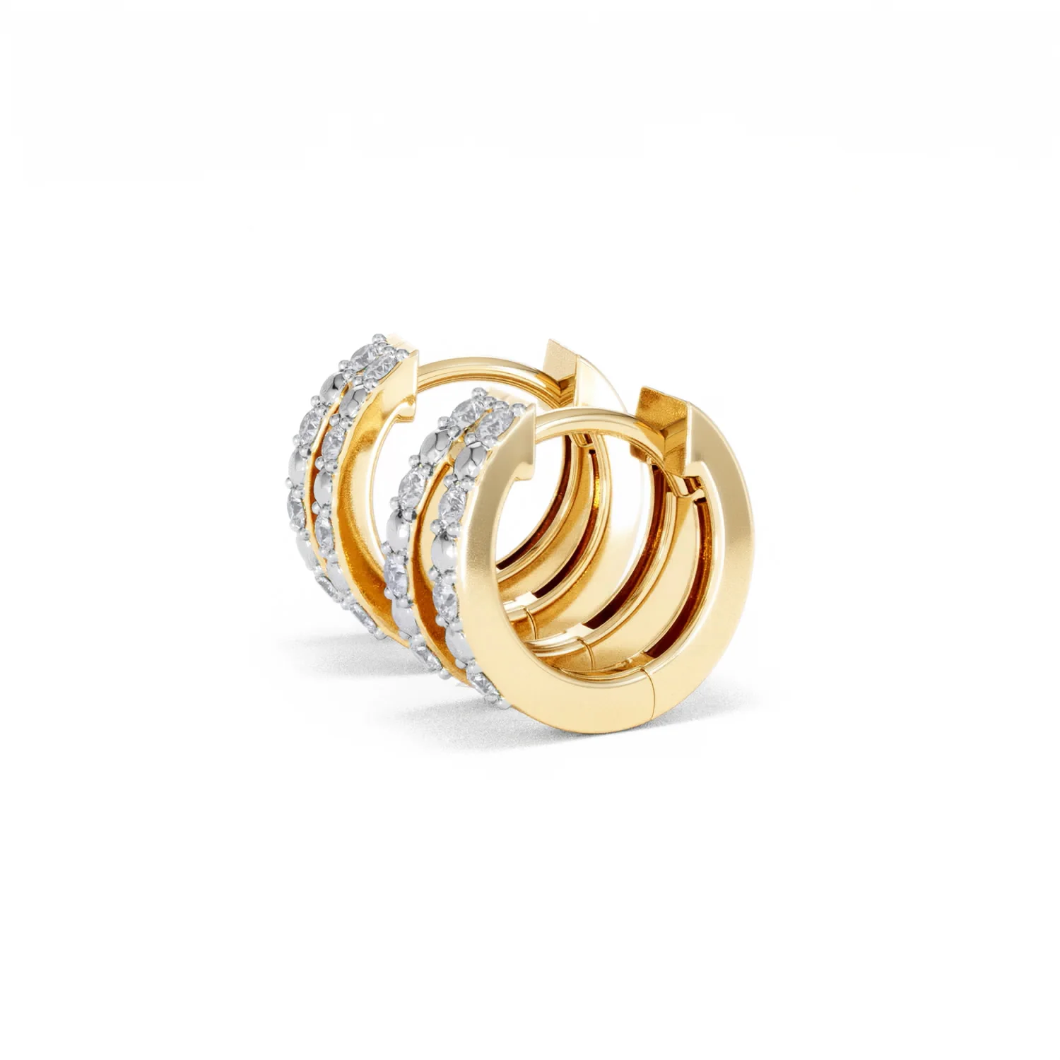 Duo Row Huggie Lab Diamond Earrings 0.22ct in 18K Gold Vermeil - Image 74