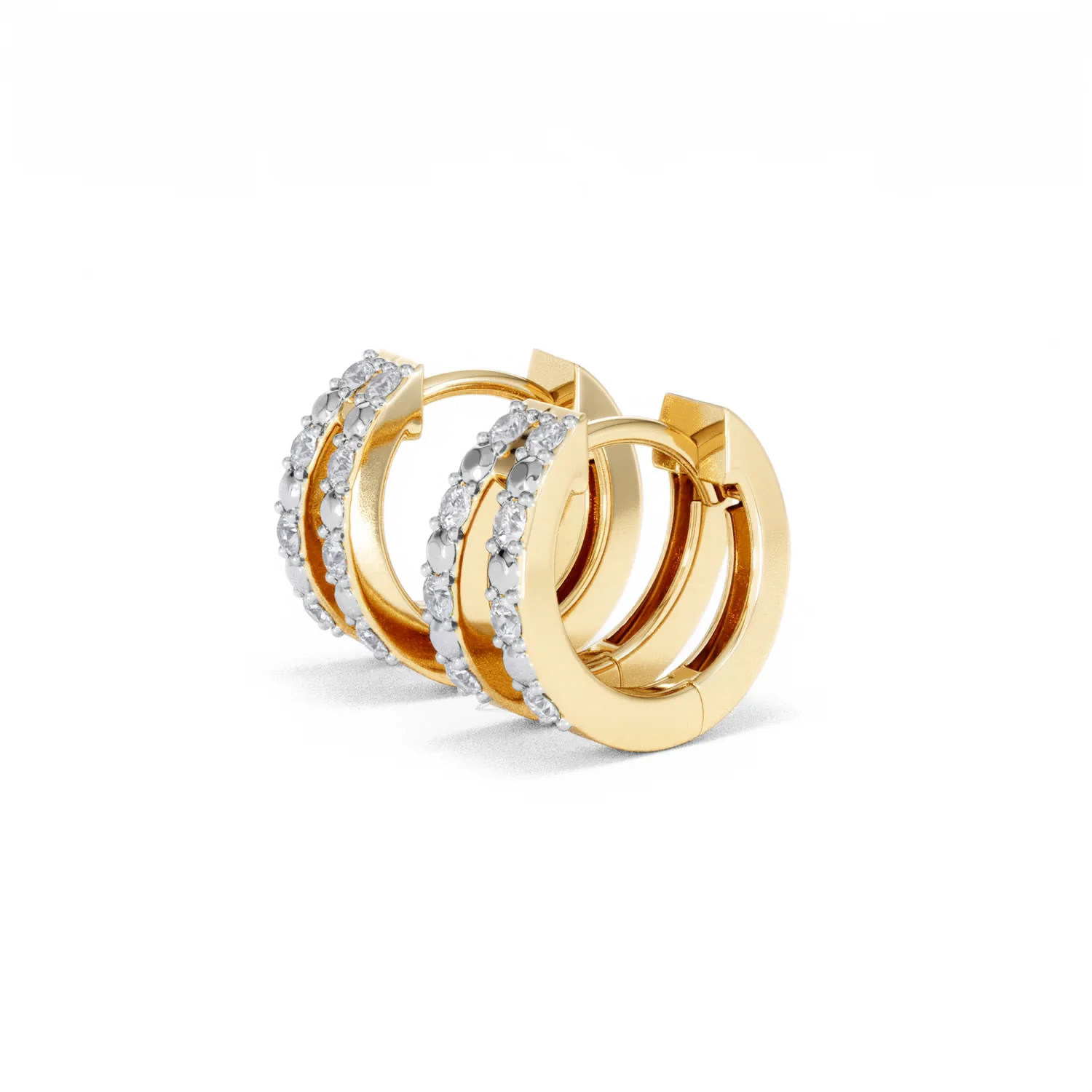 Duo Row Huggie Lab Diamond Earrings 0.22ct in 18K Gold Vermeil - Image 76