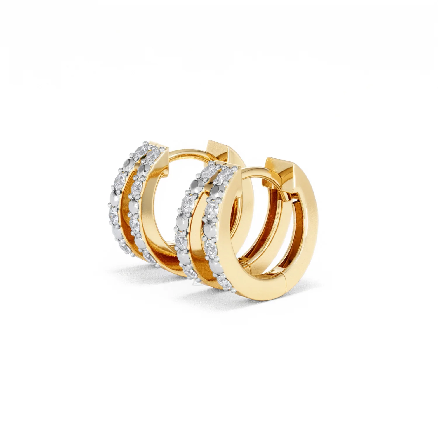 Duo Row Huggie Lab Diamond Earrings 0.22ct in 18K Gold Vermeil - Image 77