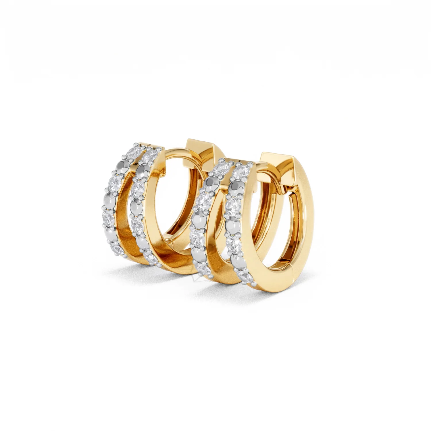 Duo Row Huggie Lab Diamond Earrings 0.22ct in 18K Gold Vermeil - Image 80