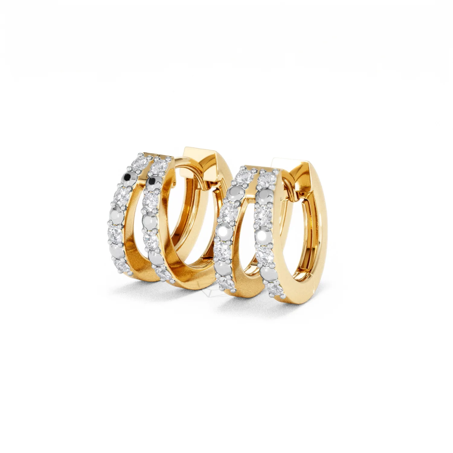 Duo Row Huggie Lab Diamond Earrings 0.22ct in 18K Gold Vermeil - Image 82