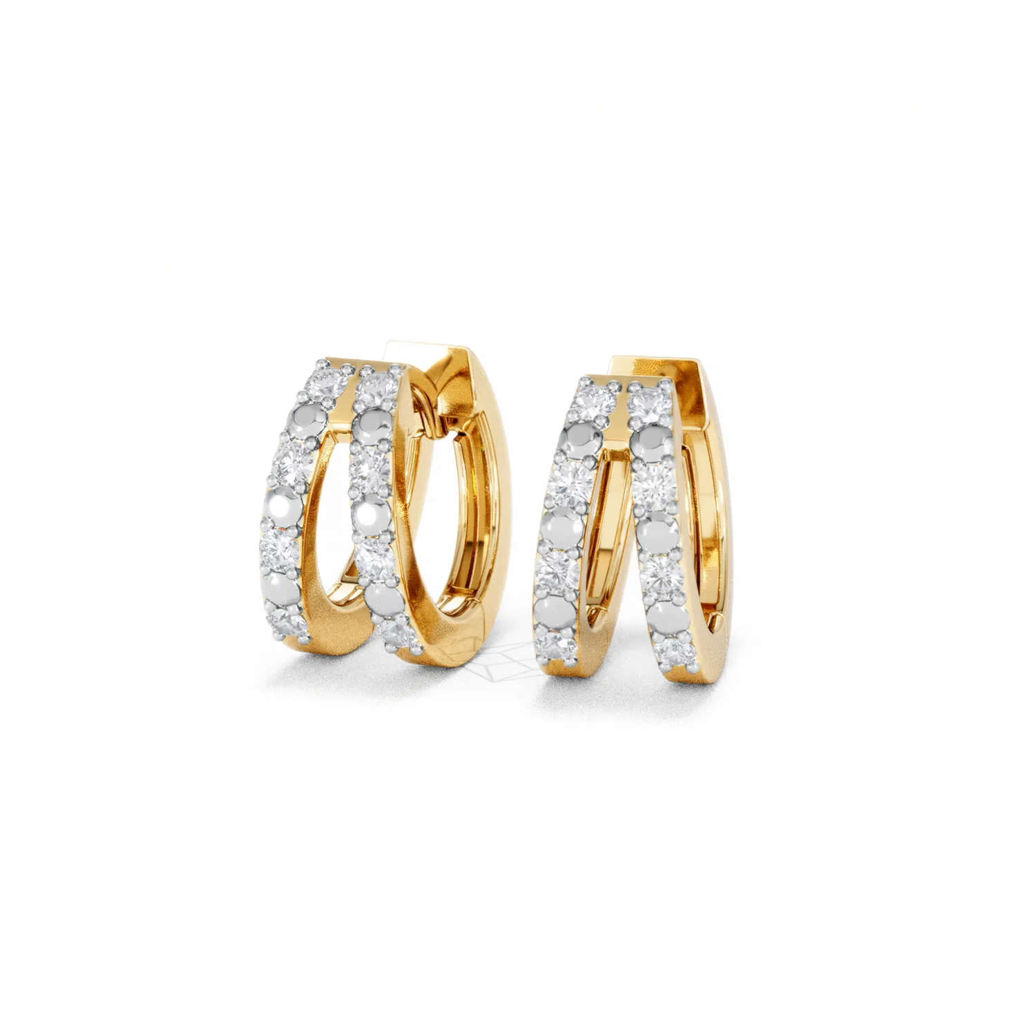 Duo Row Huggie Lab Diamond Earrings 0.22ct in 18K Gold Vermeil - Image 85