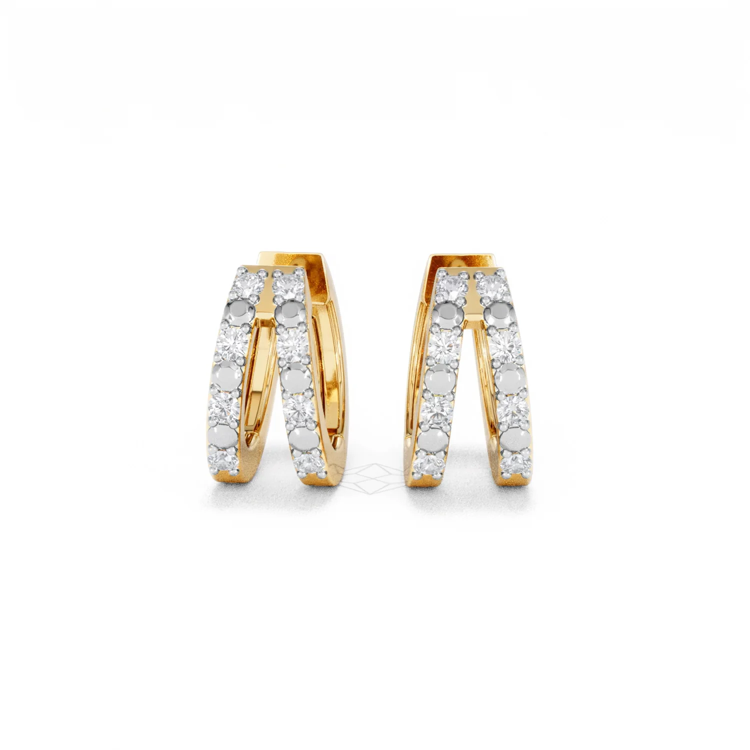 Duo Row Huggie Lab Diamond Earrings 0.22ct in 18K Gold Vermeil - Image 88