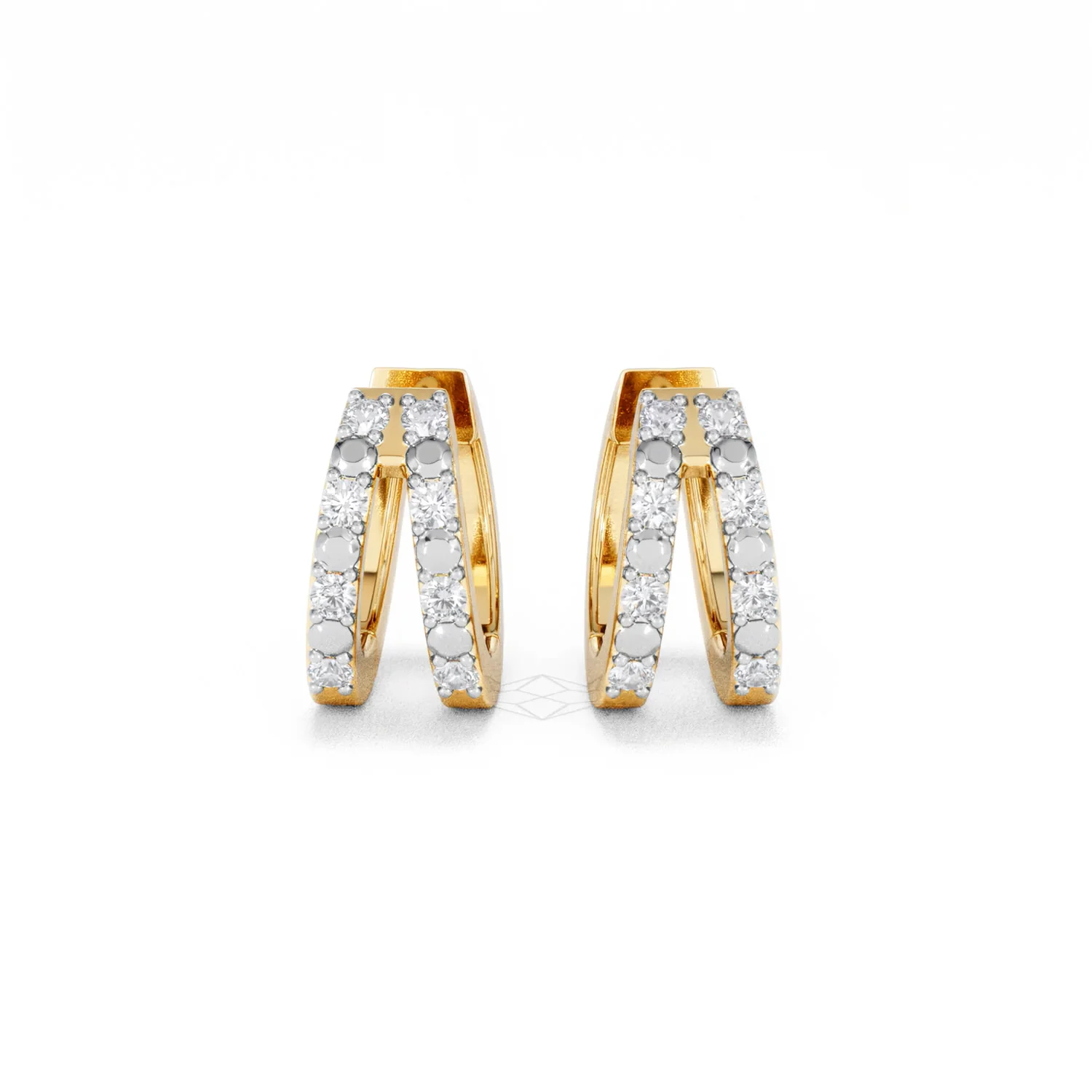 Duo Row Huggie Lab Diamond Earrings 0.22ct in 18K Gold Vermeil - Image 9