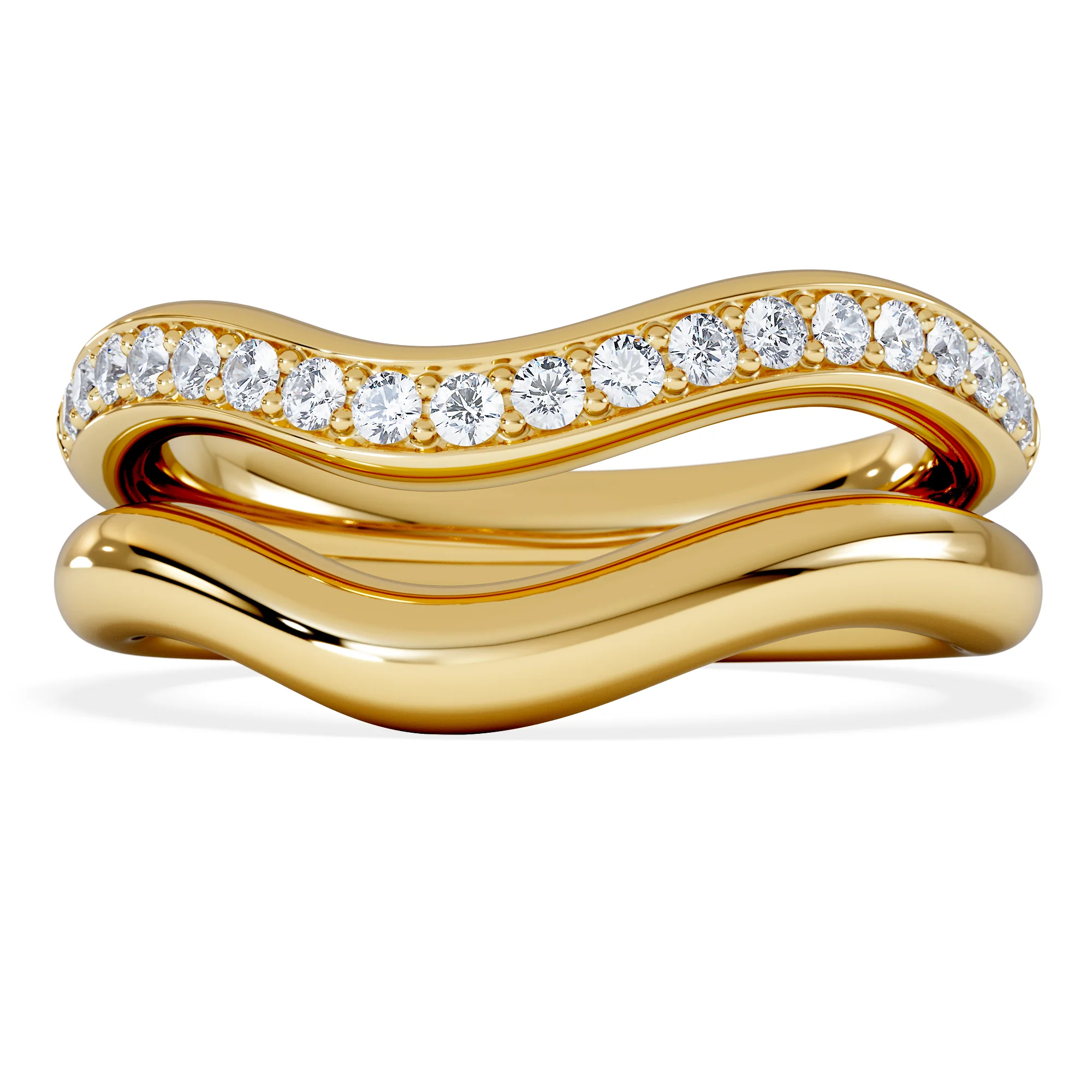 Duo Wave Stacking Lab Diamond Ring 0.26ct in 9K Gold - Image 6