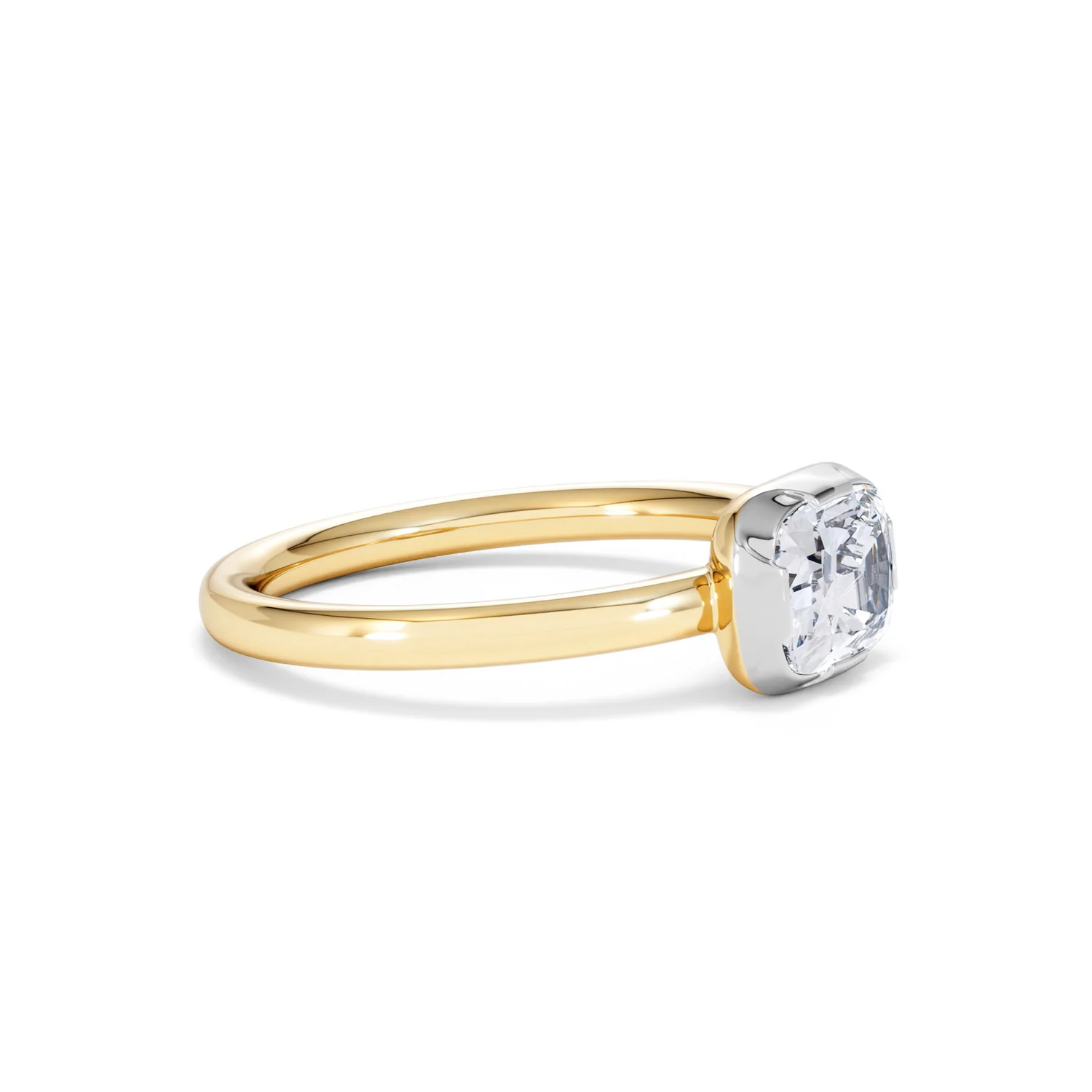East West 1.00ct Elongated Cushion Cut Lab Diamond Solitaire Engagement Ring in 18K Yellow Gold - Image 20