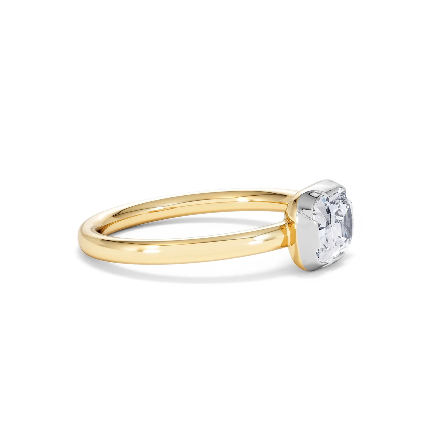 East West 1.00ct Elongated Cushion Cut Lab Diamond Solitaire Engagement Ring in 18K Yellow Gold - Image 21