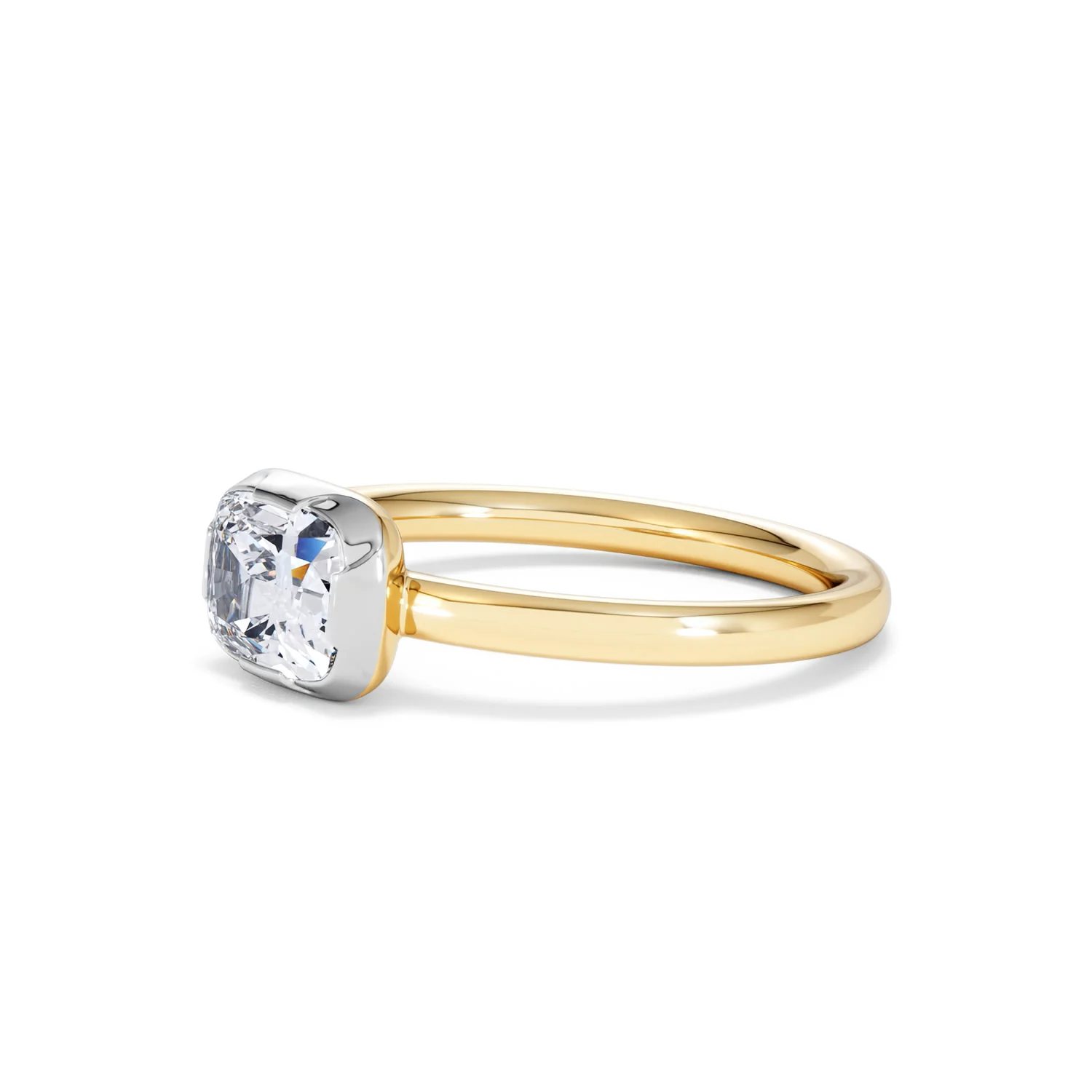 East West 1.00ct Elongated Cushion Cut Lab Diamond Solitaire Engagement Ring in 18K Yellow Gold - Image 75