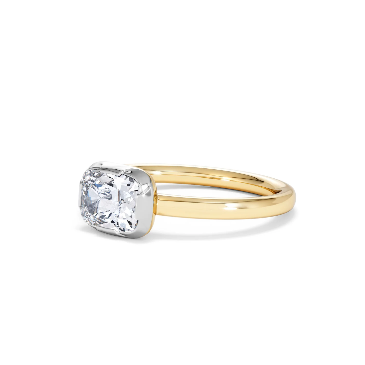 East West 1.00ct Elongated Cushion Cut Lab Diamond Solitaire Engagement Ring in 18K Yellow Gold - Image 78