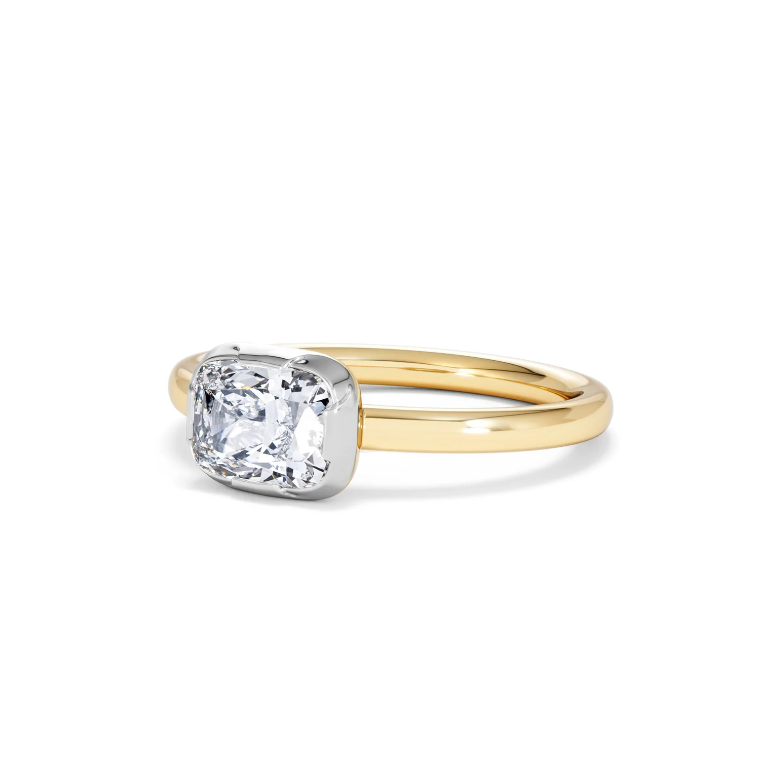 East West 1.00ct Elongated Cushion Cut Lab Diamond Solitaire Engagement Ring in 18K Yellow Gold - Image 80