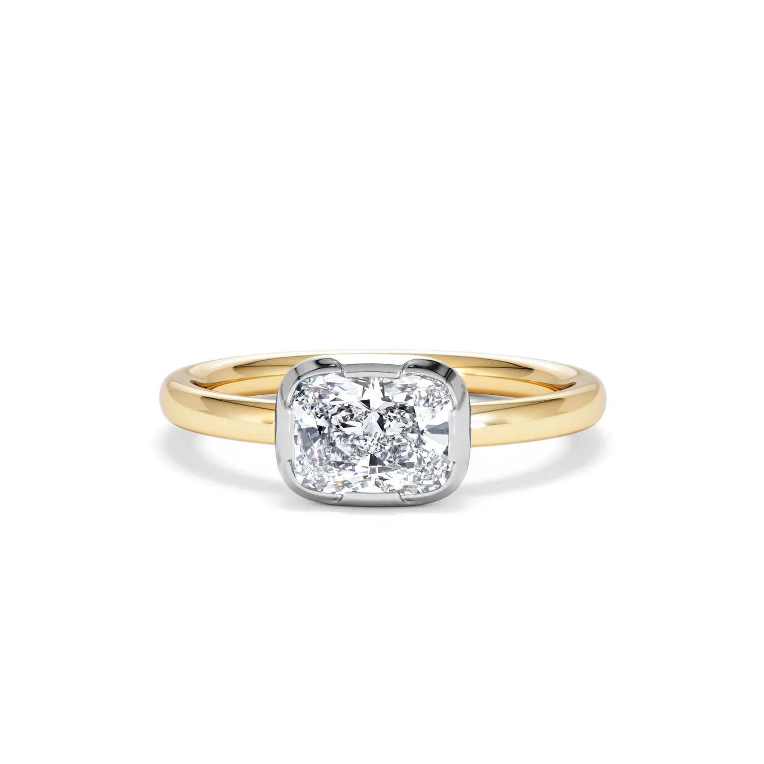 East West 1.00ct Elongated Cushion Cut Lab Diamond Solitaire Engagement Ring in 18K Yellow Gold - Image 86