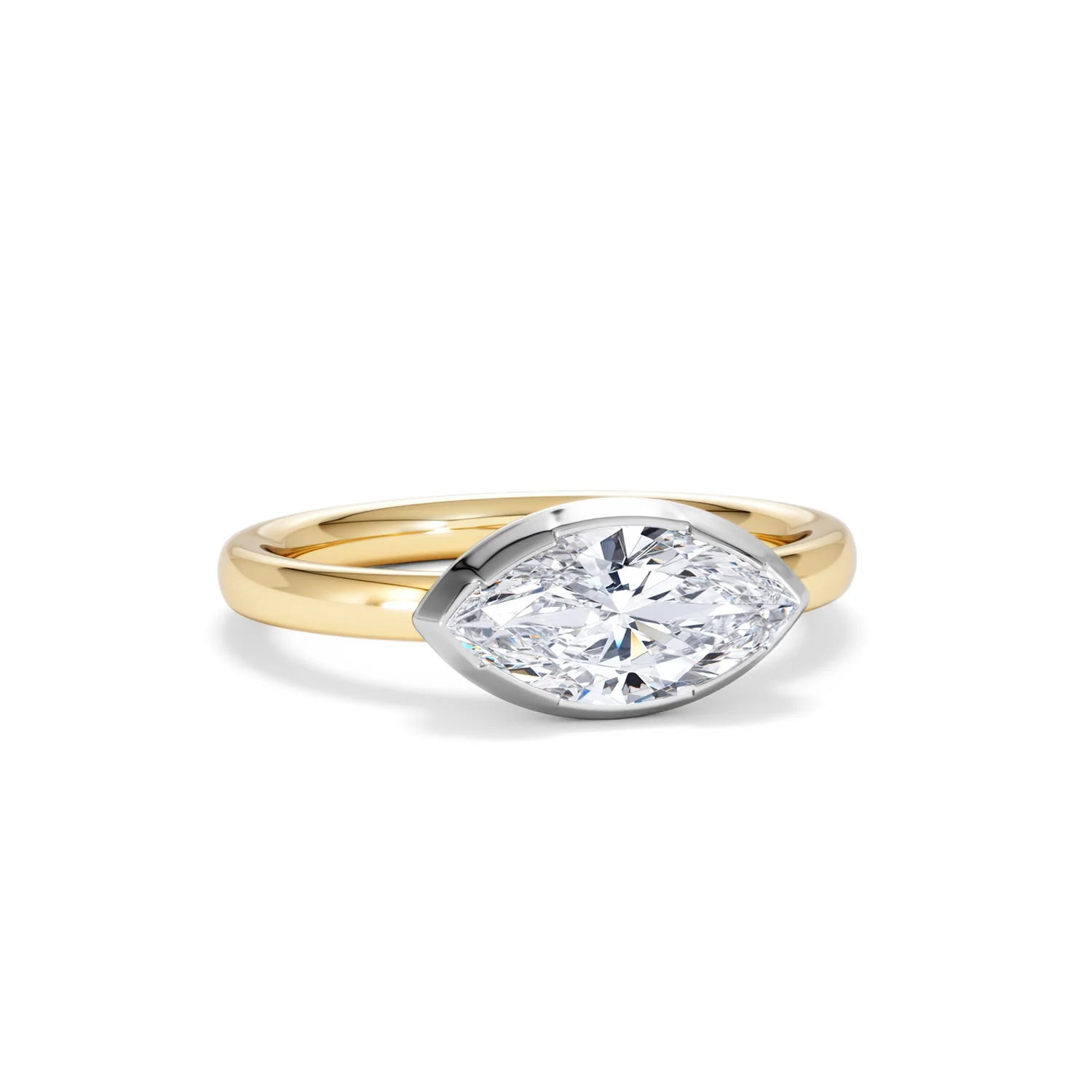 East West 1.00ct Marquise Cut Lab Diamond Solitaire Engagement Ring in 18K Yellow Gold - Image 10