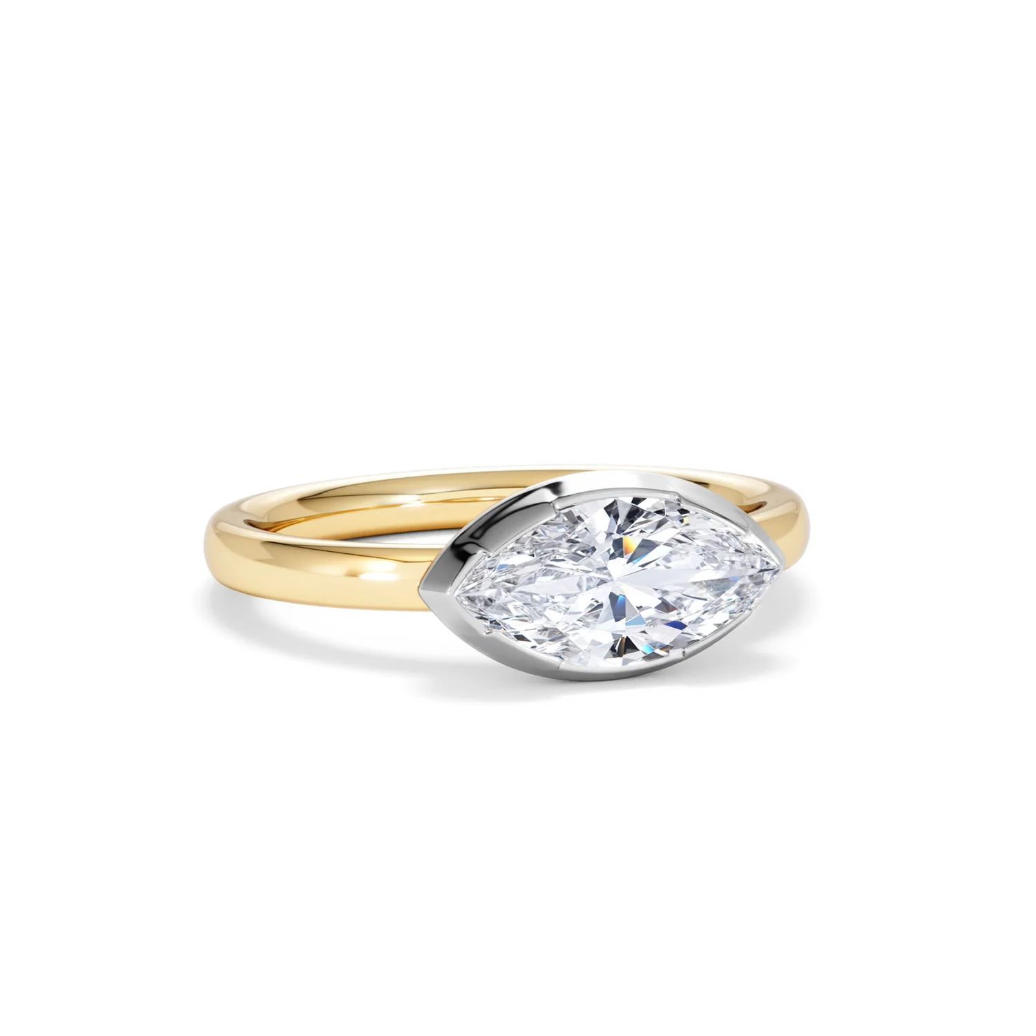 East West 1.00ct Marquise Cut Lab Diamond Solitaire Engagement Ring in 18K Yellow Gold - Image 11