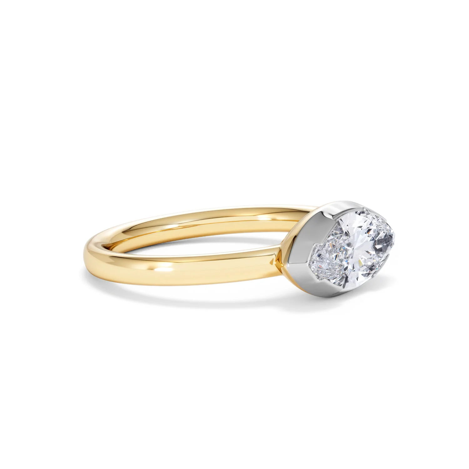 East West 1.00ct Marquise Cut Lab Diamond Solitaire Engagement Ring in 18K Yellow Gold - Image 19