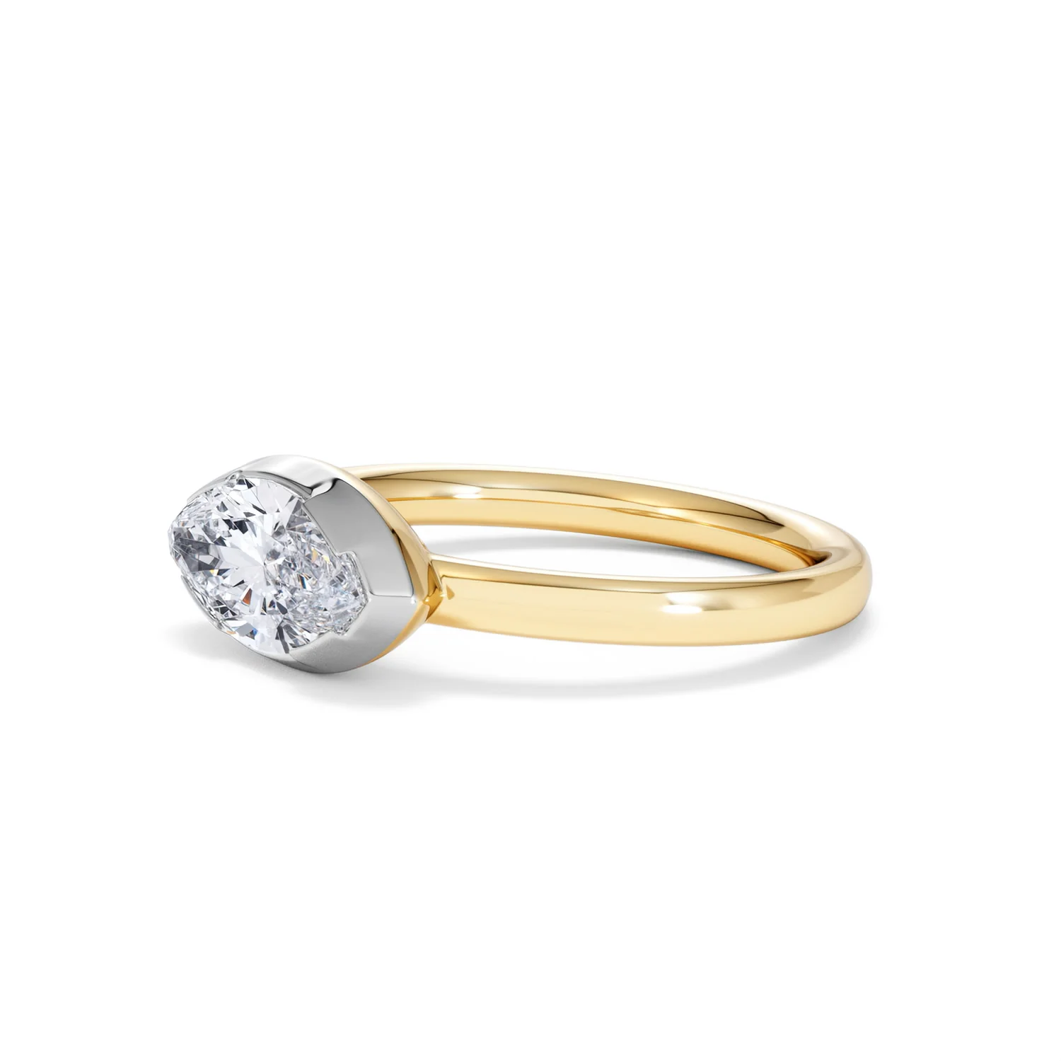 East West 1.00ct Marquise Cut Lab Diamond Solitaire Engagement Ring in 18K Yellow Gold - Image 75
