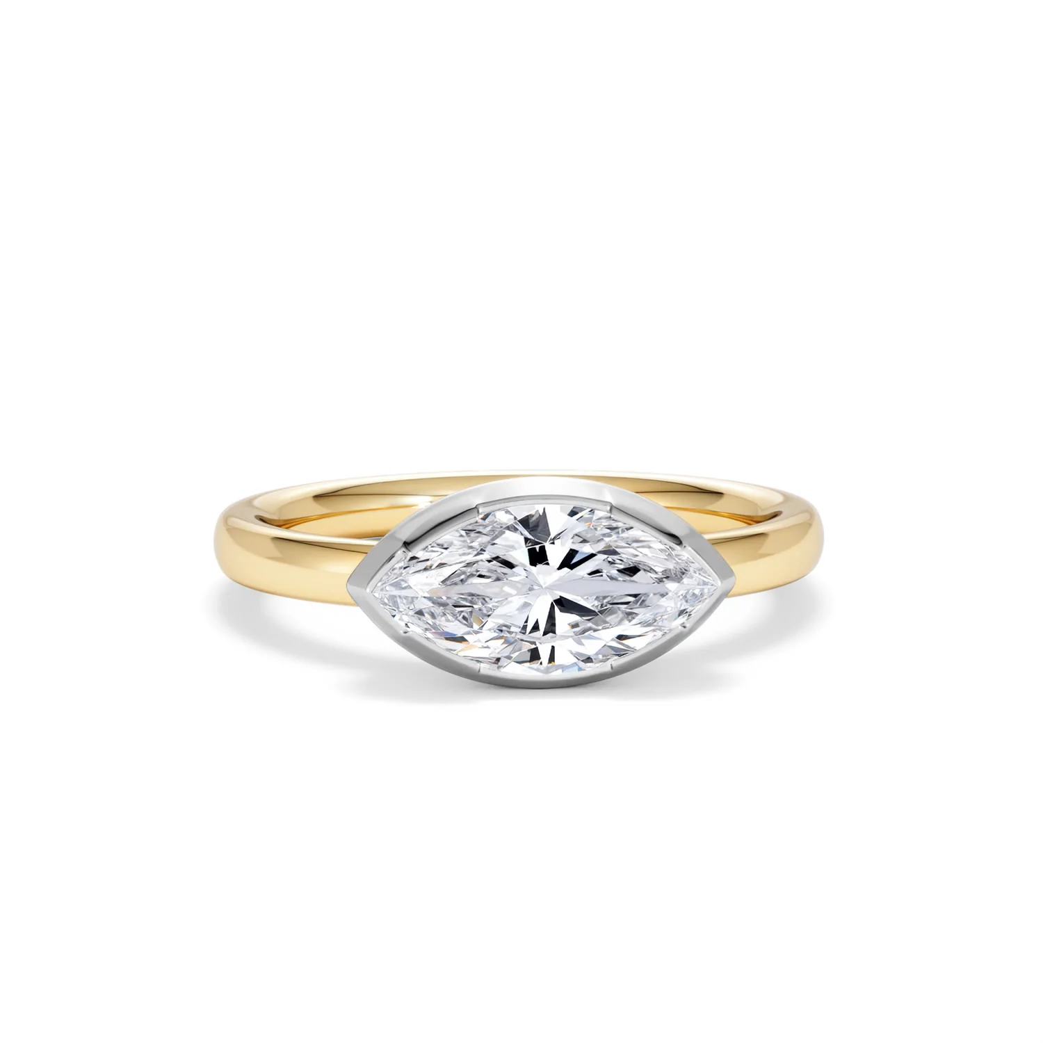 East West 1.00ct Marquise Cut Lab Diamond Solitaire Engagement Ring in 18K Yellow Gold - Image 8