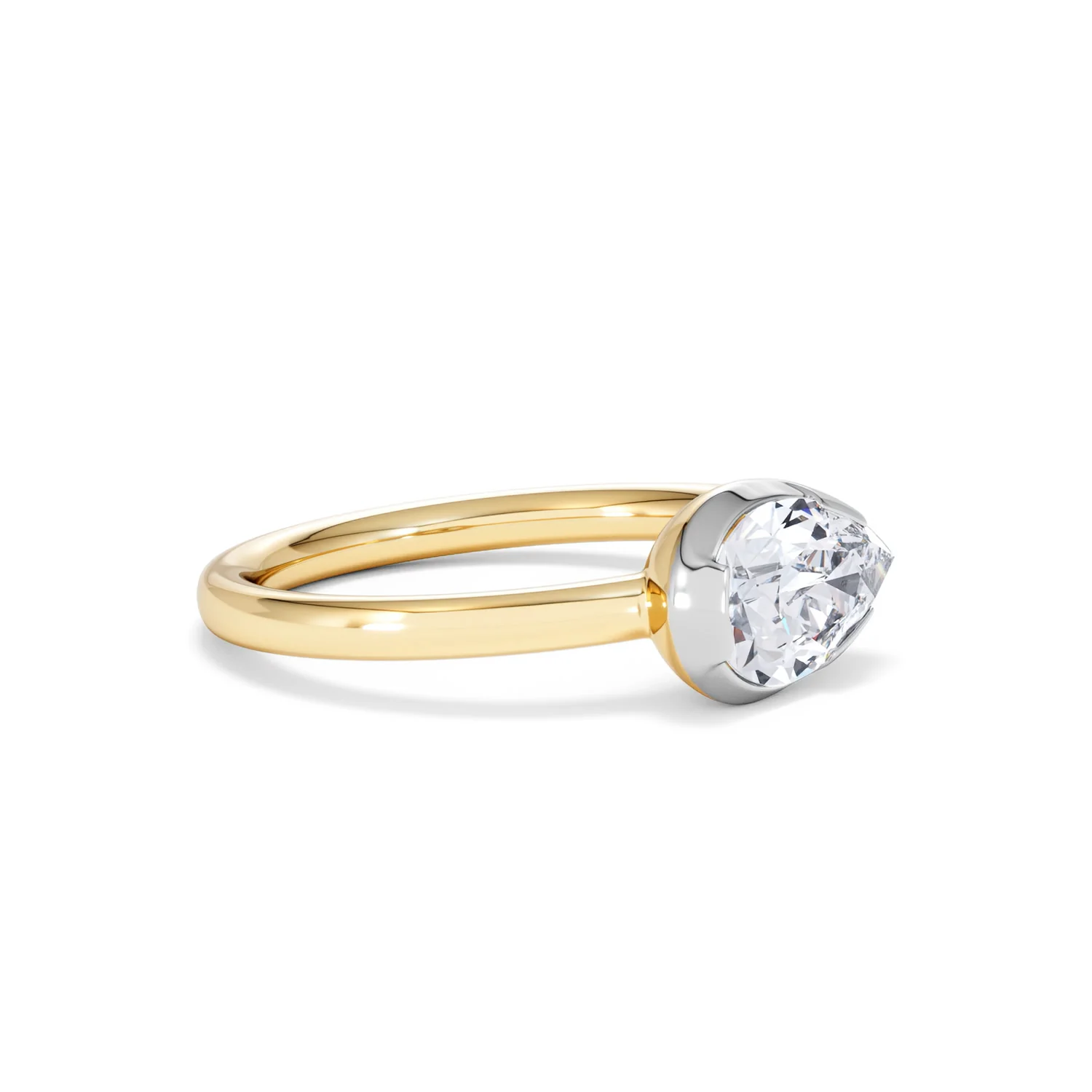 East West 1.00ct Pear Cut Lab Diamond Solitaire Engagement Ring in 18K Yellow Gold - Image 18