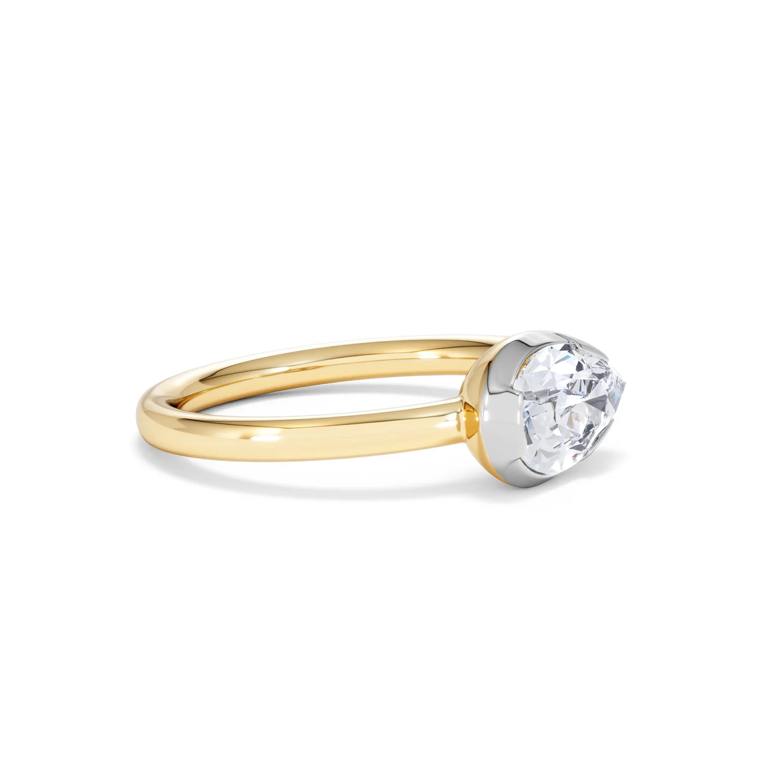 East West 1.00ct Pear Cut Lab Diamond Solitaire Engagement Ring in 18K Yellow Gold - Image 19