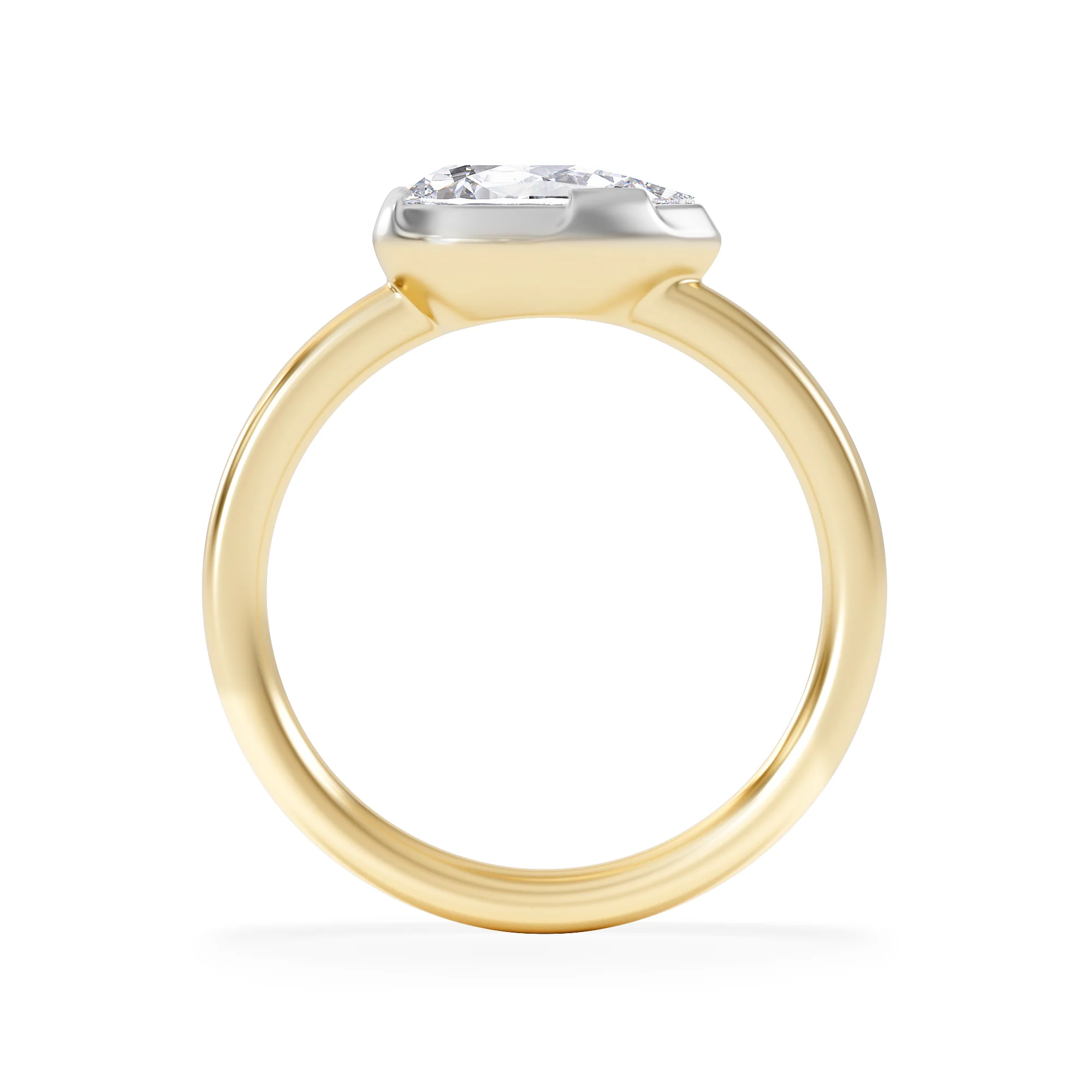 East West 1.00ct Pear Cut Lab Diamond Solitaire Engagement Ring in 18K Yellow Gold - Image 3