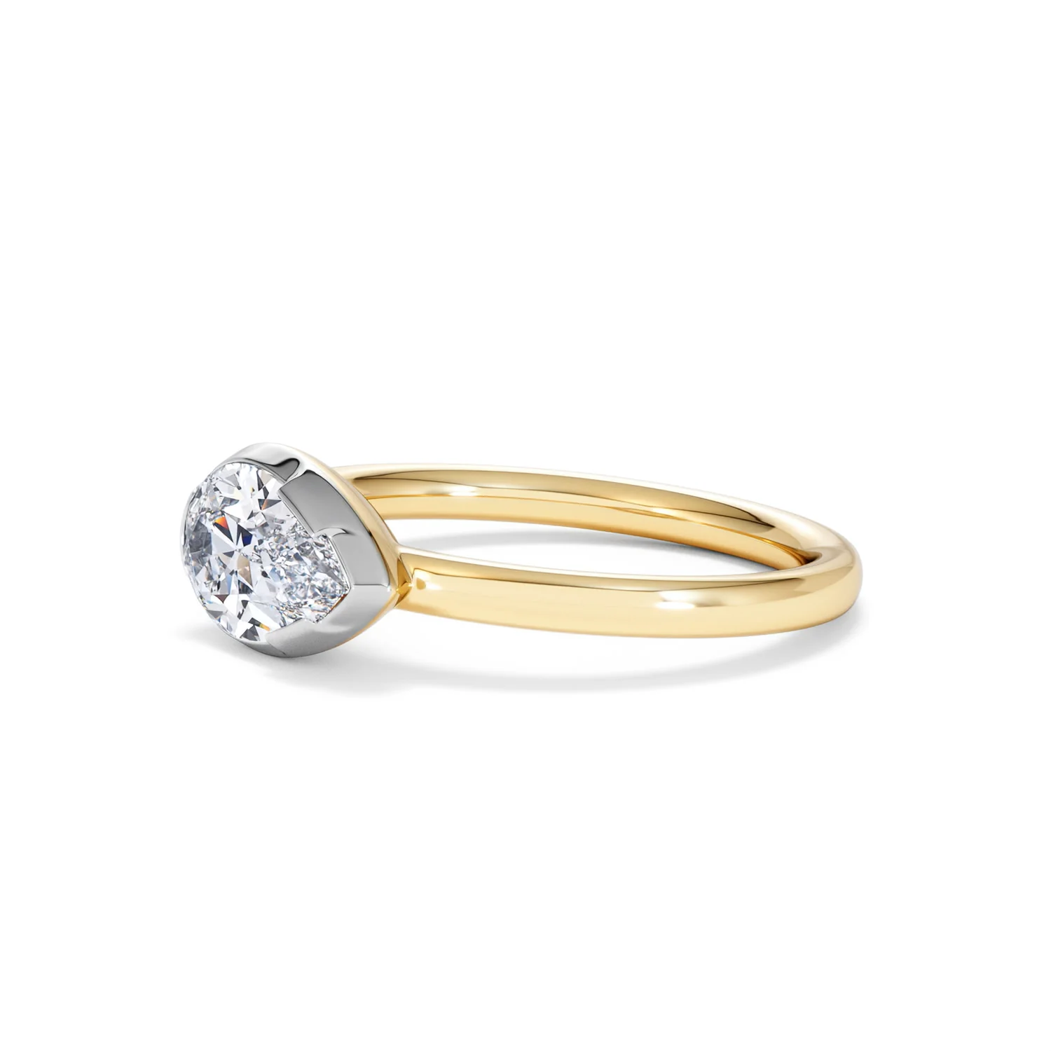 East West 1.00ct Pear Cut Lab Diamond Solitaire Engagement Ring in 18K Yellow Gold - Image 75
