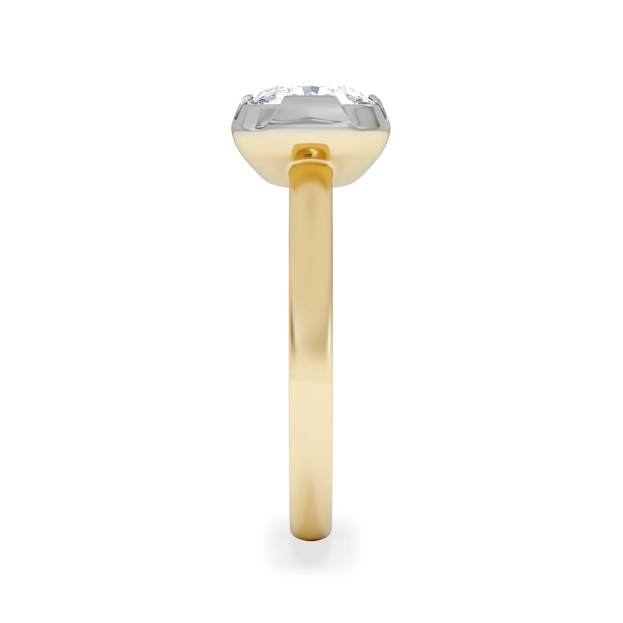East West 2.00ct Elongated Cushion Cut Lab Diamond Solitaire Engagement Ring in 18K Yellow Gold - Image 5