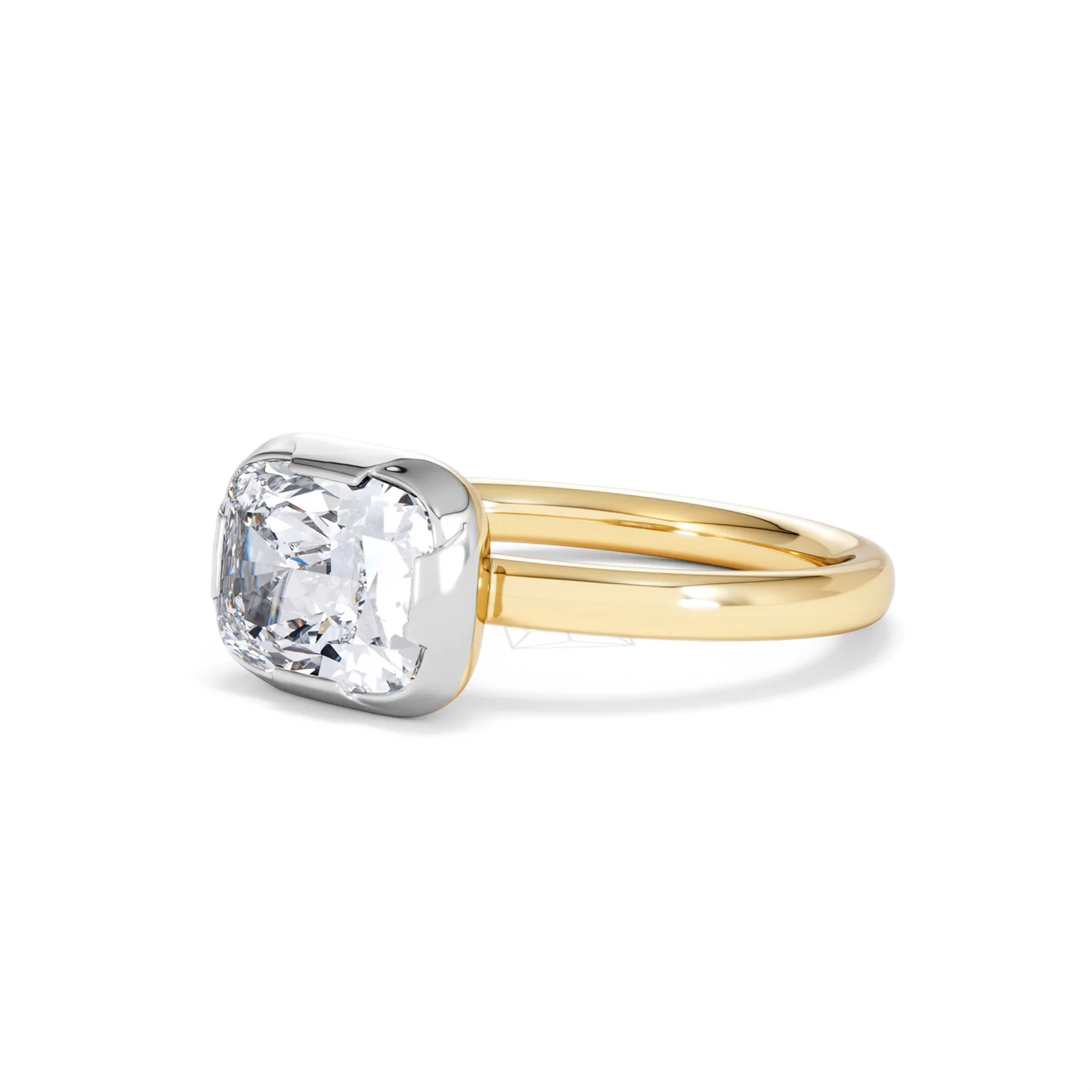 East West 2.00ct Elongated Cushion Cut Lab Diamond Solitaire Engagement Ring in 18K Yellow Gold - Image 80