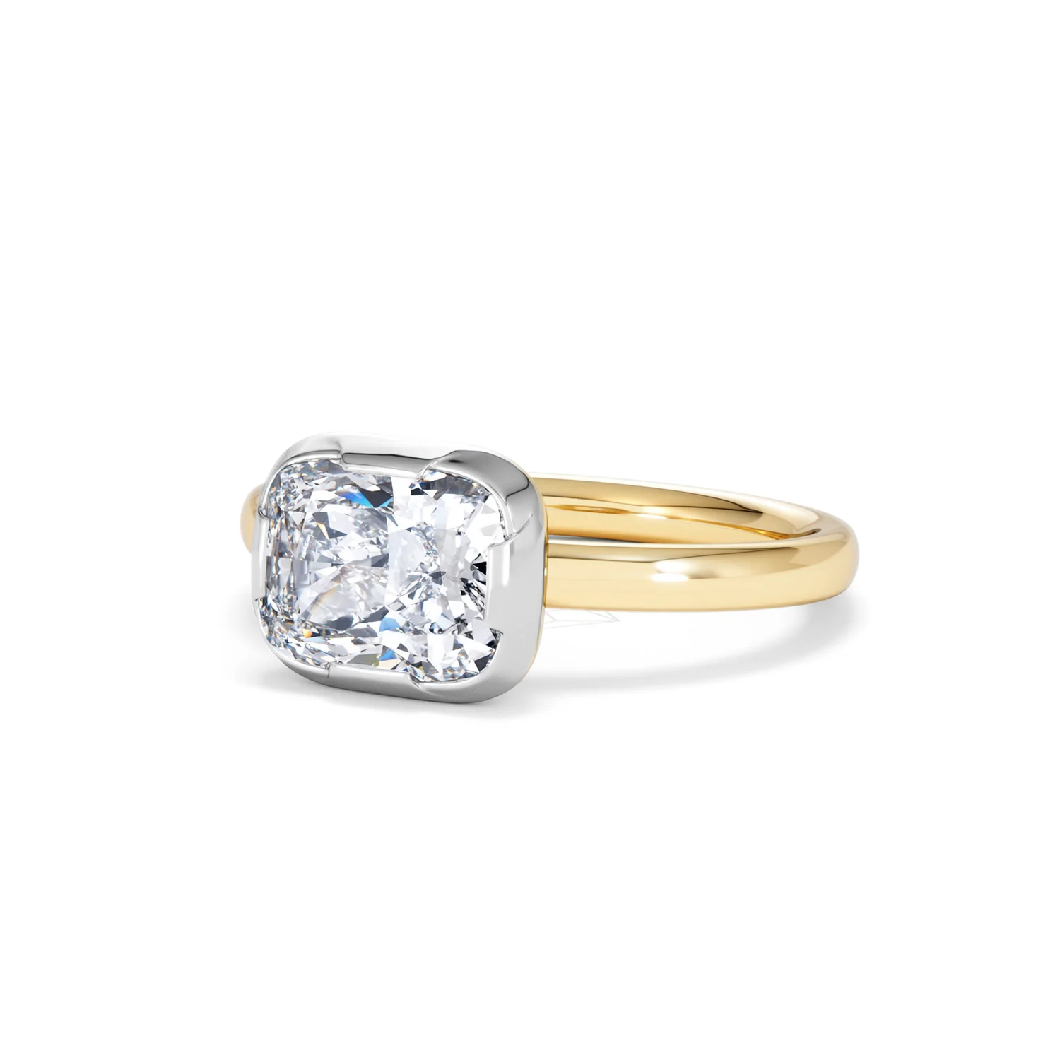 East West 2.00ct Elongated Cushion Cut Lab Diamond Solitaire Engagement Ring in 18K Yellow Gold - Image 83