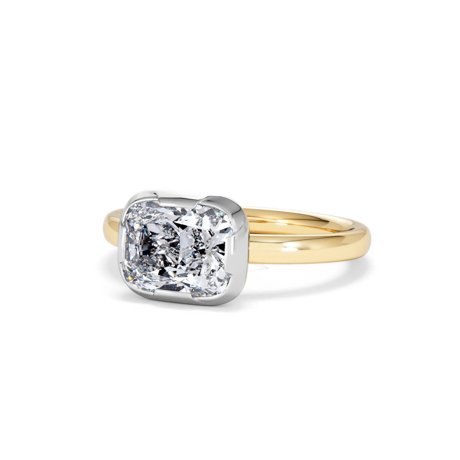 East West 2.00ct Elongated Cushion Cut Lab Diamond Solitaire Engagement Ring in 18K Yellow Gold - Image 84