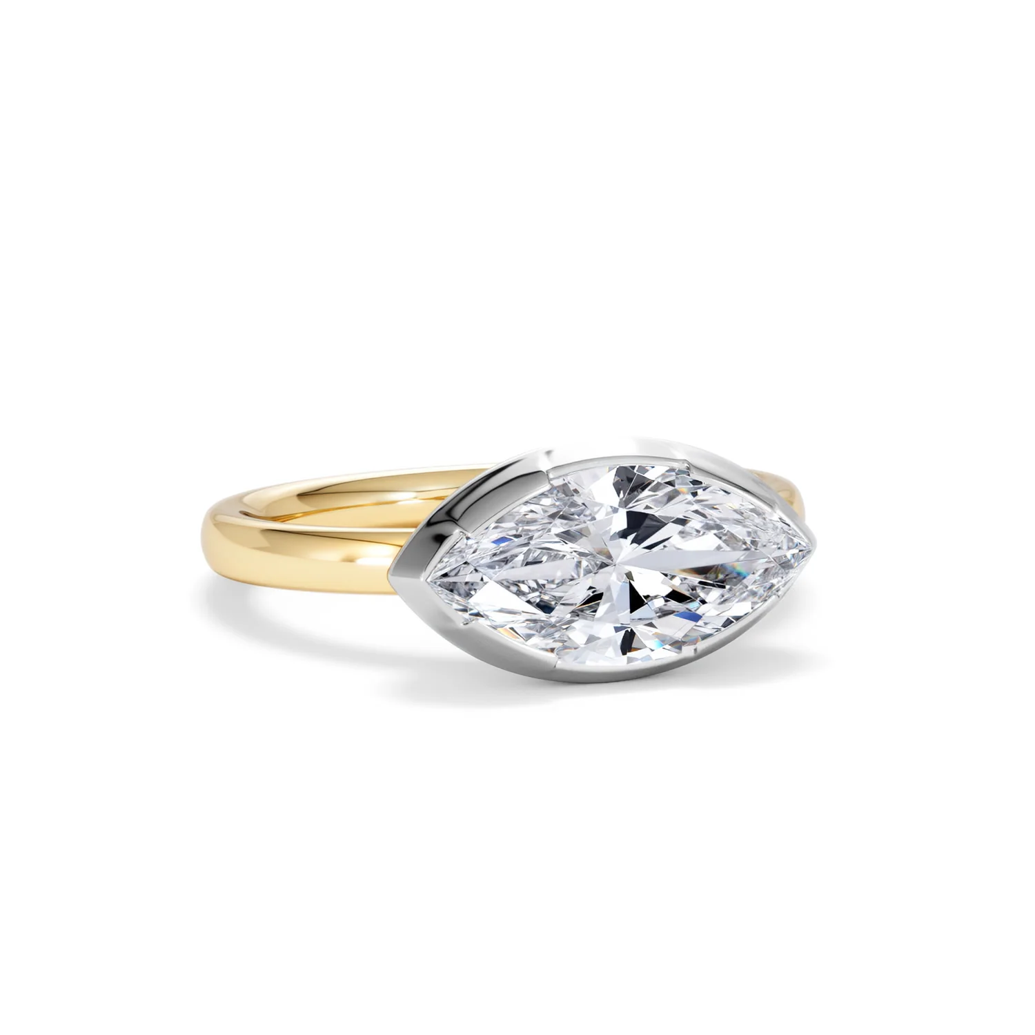 East West 2.00ct Marquise Cut Lab Diamond Solitaire Engagement Ring in 18K Yellow Gold - Image 13