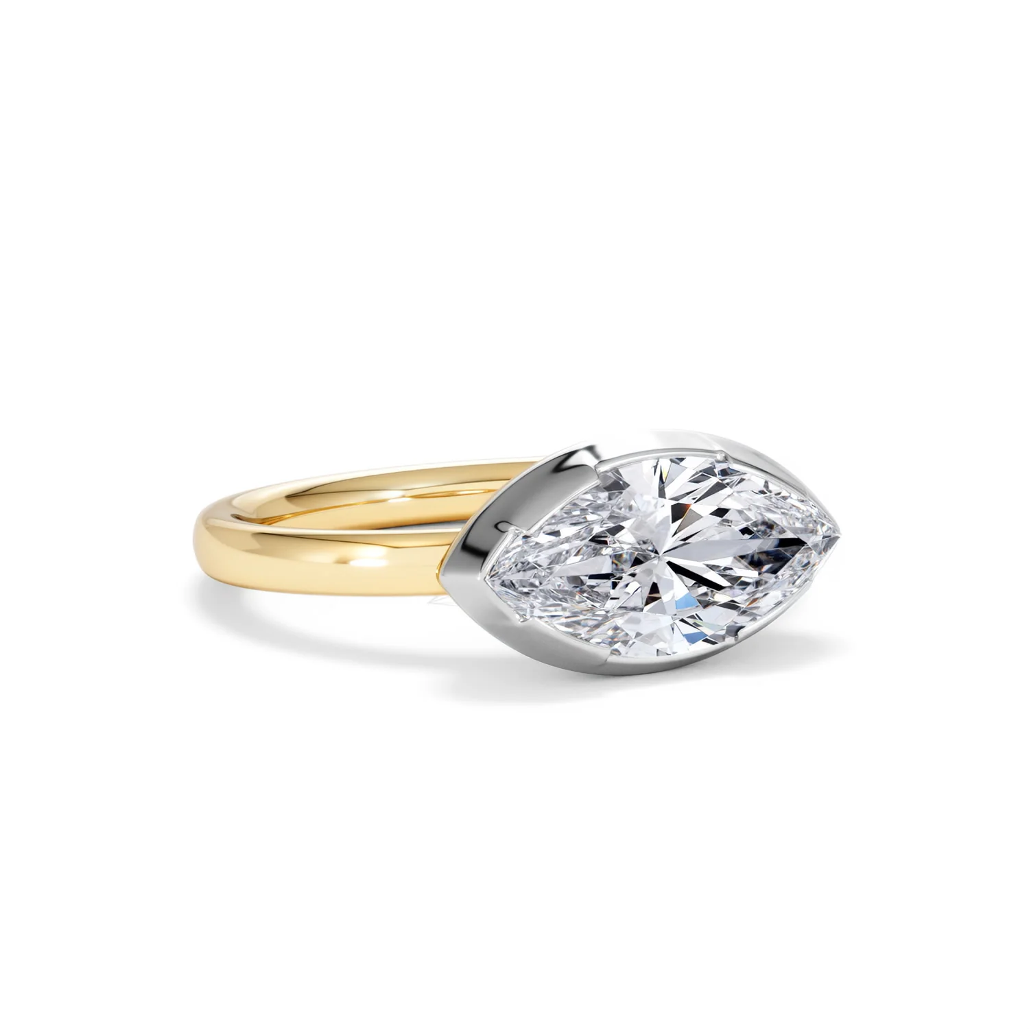 East West 2.00ct Marquise Cut Lab Diamond Solitaire Engagement Ring in 18K Yellow Gold - Image 15