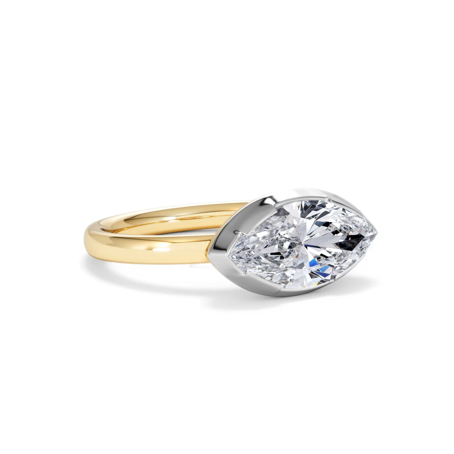 East West 2.00ct Marquise Cut Lab Diamond Solitaire Engagement Ring in 18K Yellow Gold - Image 16
